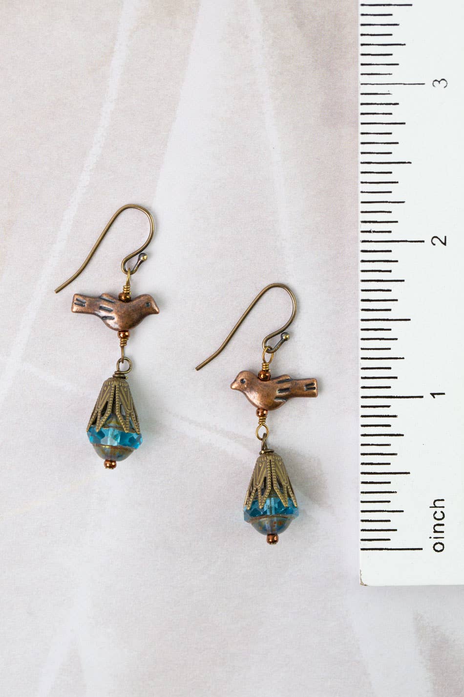 Jewelry ~ Earrings bird Mauve Mix Czech Glass Bird Dangle Earrings