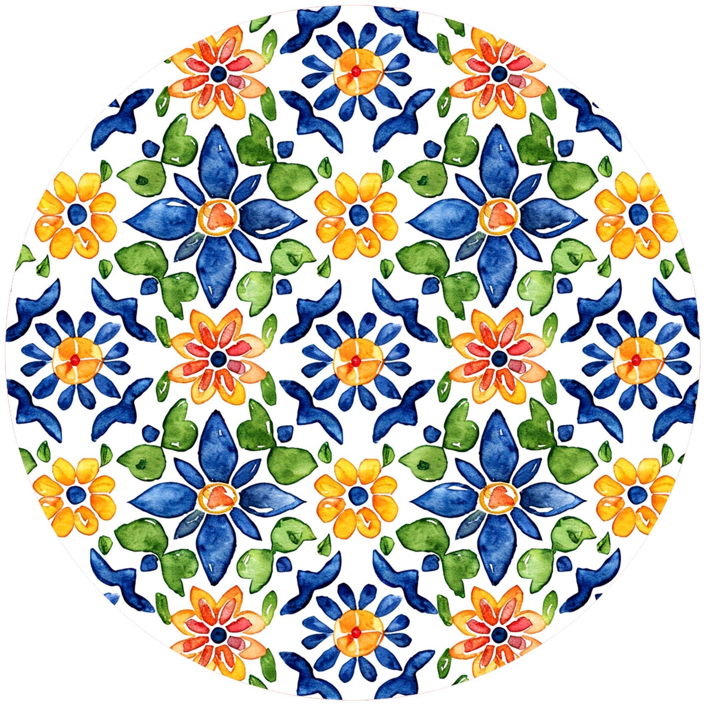 Trivet Floral Tile : 8" Round Trivet / Silicone