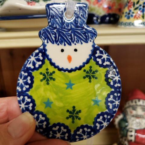 Snowman Flat Ornament green 8431