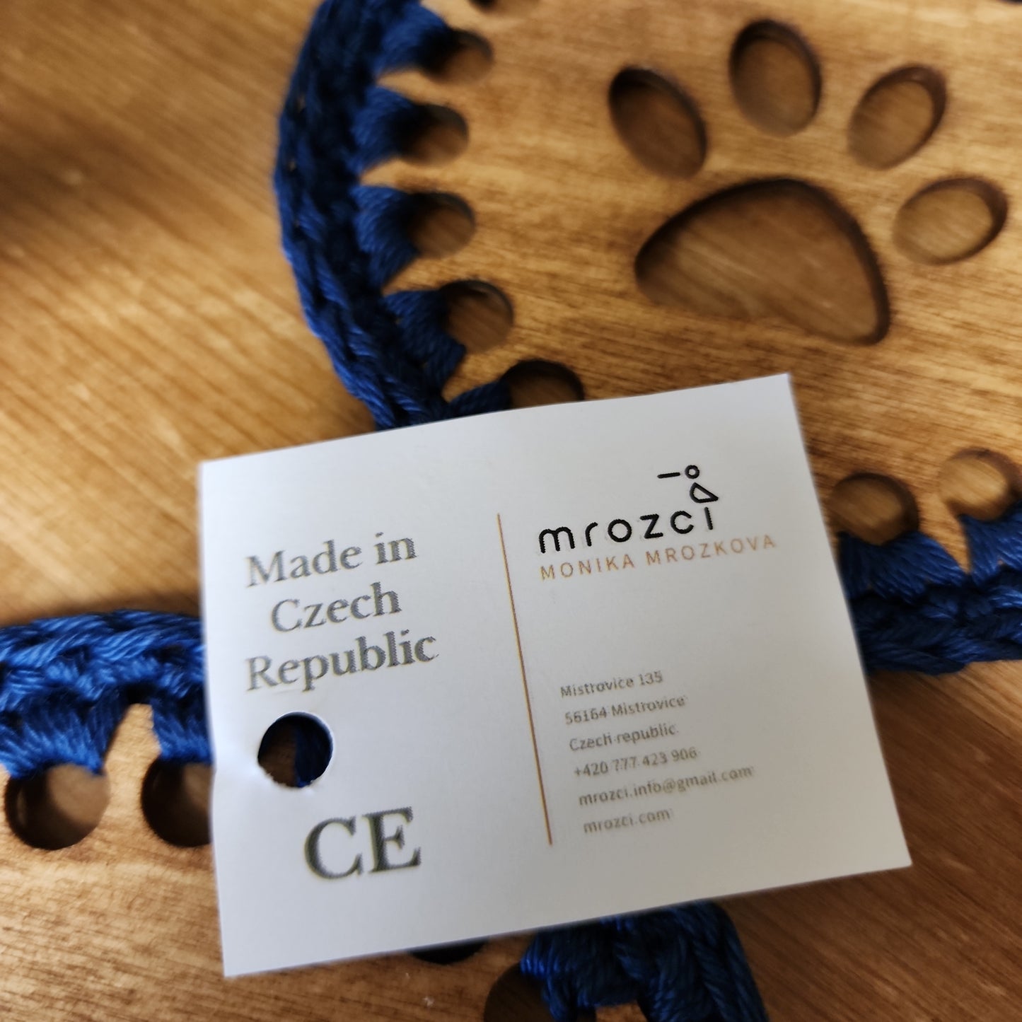 Coaster ~ large paw blue wood cutout