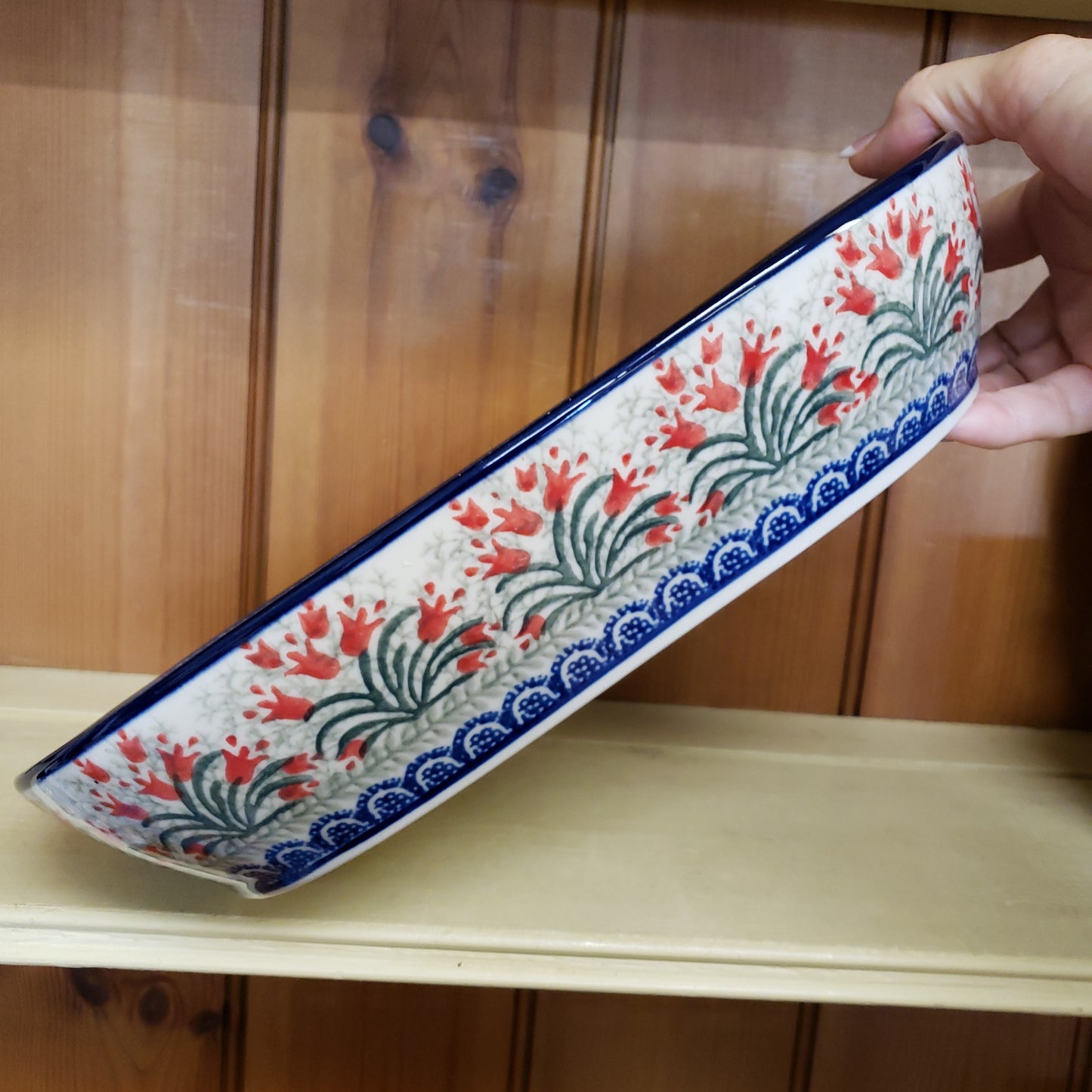 Baker ~ 10.5" x 12" large serving dish 156-1437X Crimson Bells