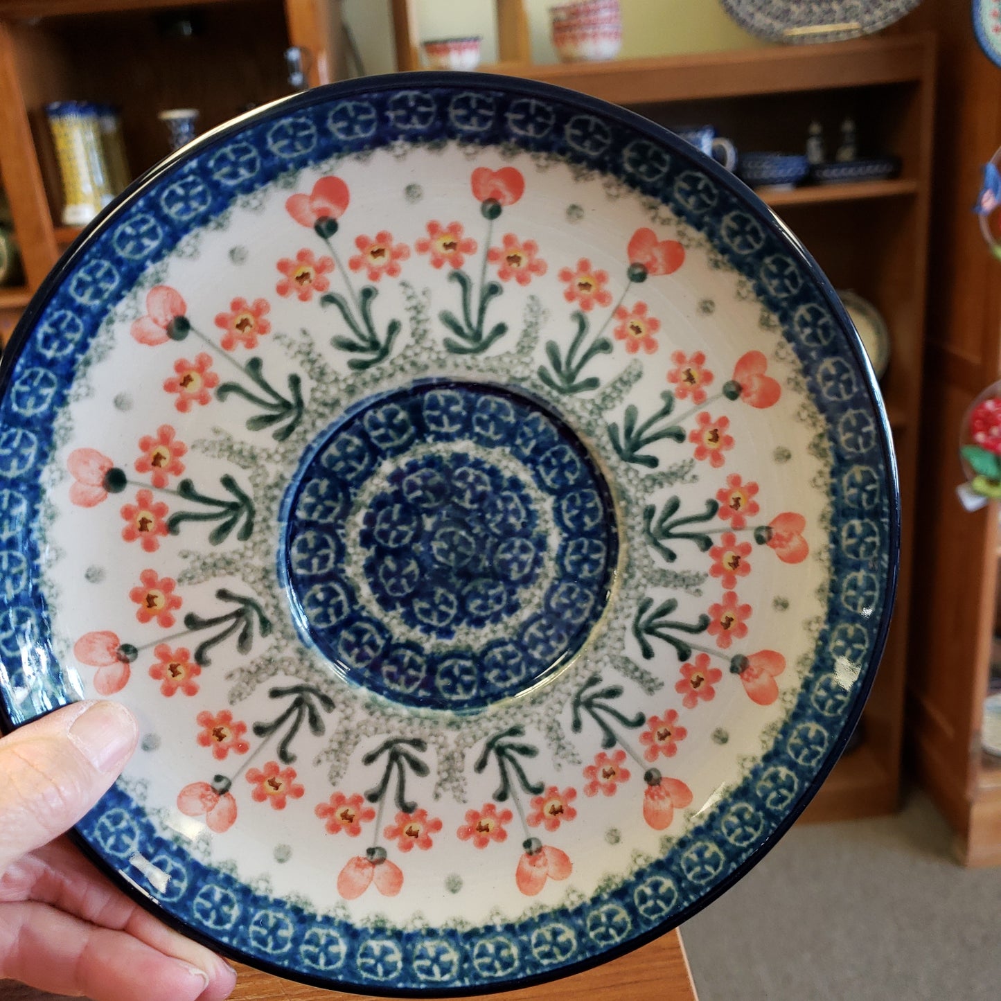 Berry Bowl w/ Saucer ~ 8"W 470-0560X ~ Peach Spring Daisy pf0424