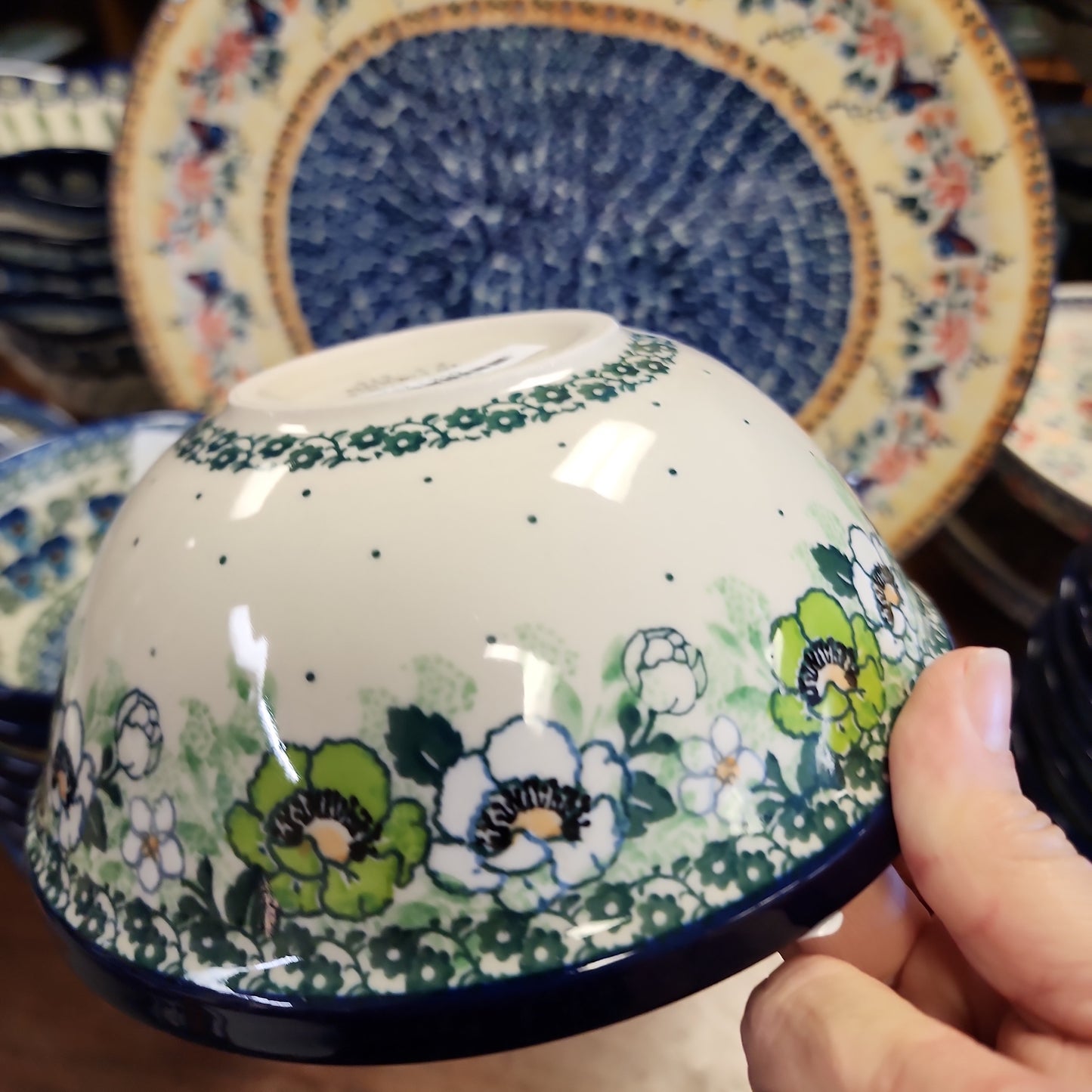 Bowl ~ Nesting ~ 6.5" W 58-2320X ~ Green Poppies pf0424