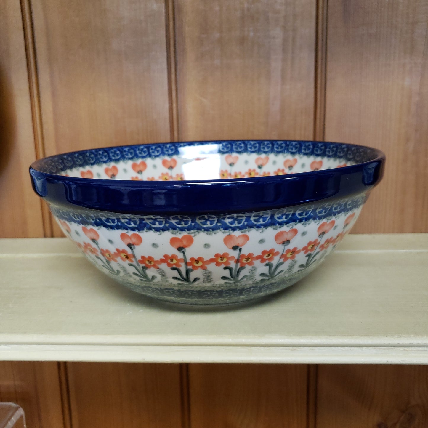 Bowl ~ Nesting ~ 9" W 56-0560X ~ Peach Spring Daisy pf0424 8 cups