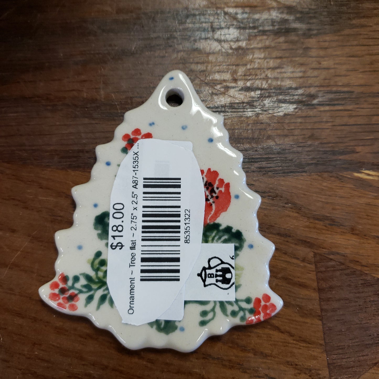 Ornament ~ Tree flat ~ 2.75" x 2.5" A87-1535X ~ Garden Party pf0424