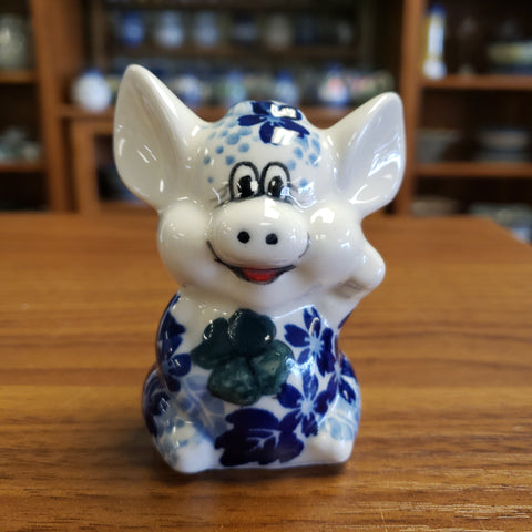 Pig Figurine blue 3" tall