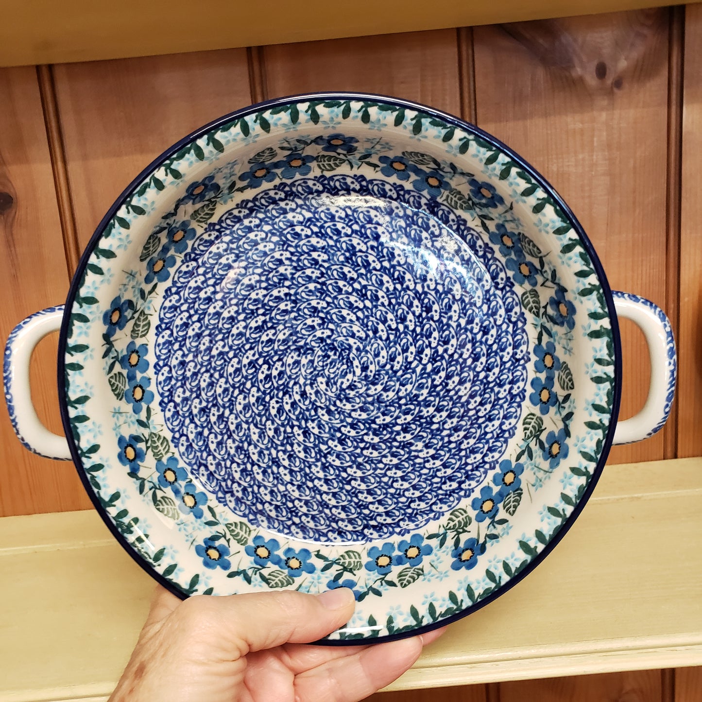 Baker Round w/ Handles 8" 2277X ~ Joyful Blue PF1024
