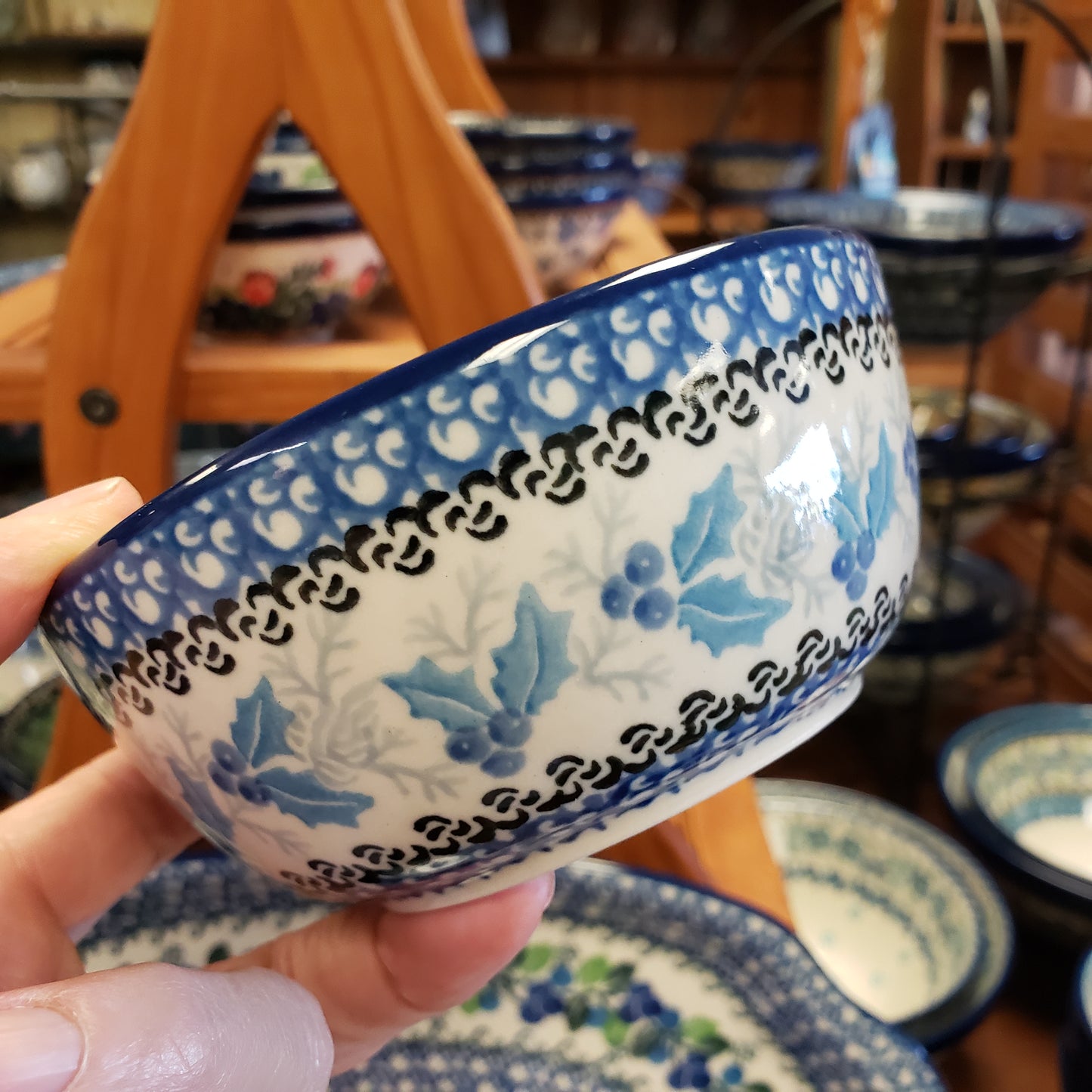 Bowl Ice Cream 4.5" 2984X ~ Blue Holly Ring PF1024 1.4 cups