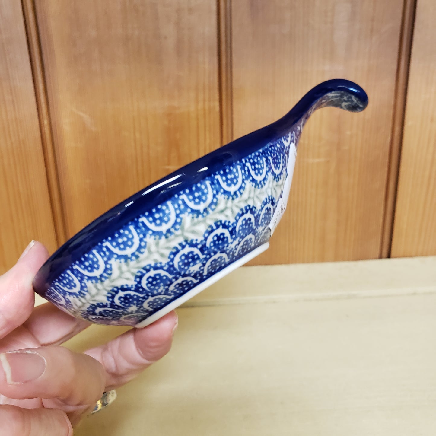 Bowl condiment w/handle ~ Spoon/Ladle Rest 4.5" 1437X ~ Crimson Bells PF1024