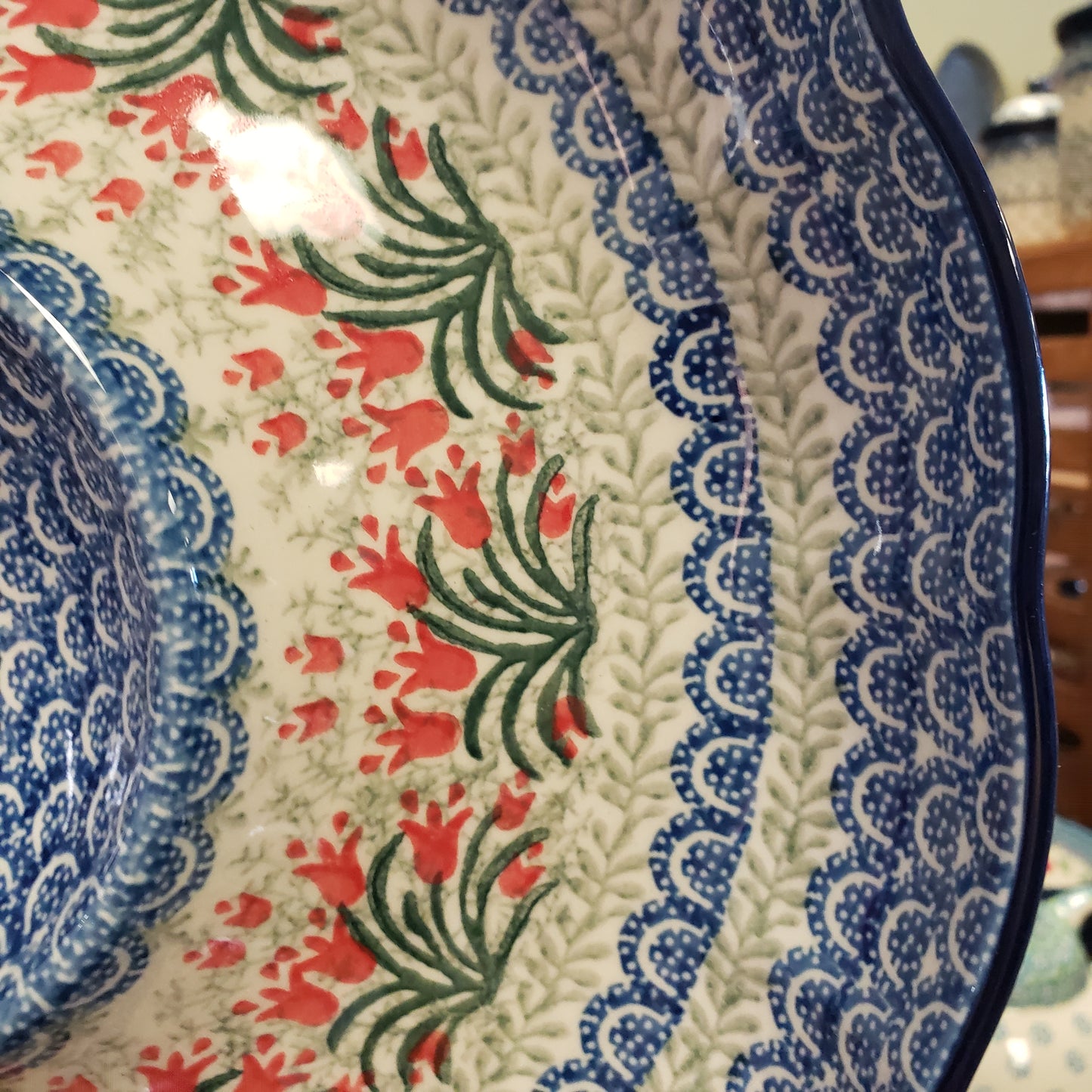 Bowl Fluted Vegetable 1437X ~ Crimson Bells Chip & Dip PF1024