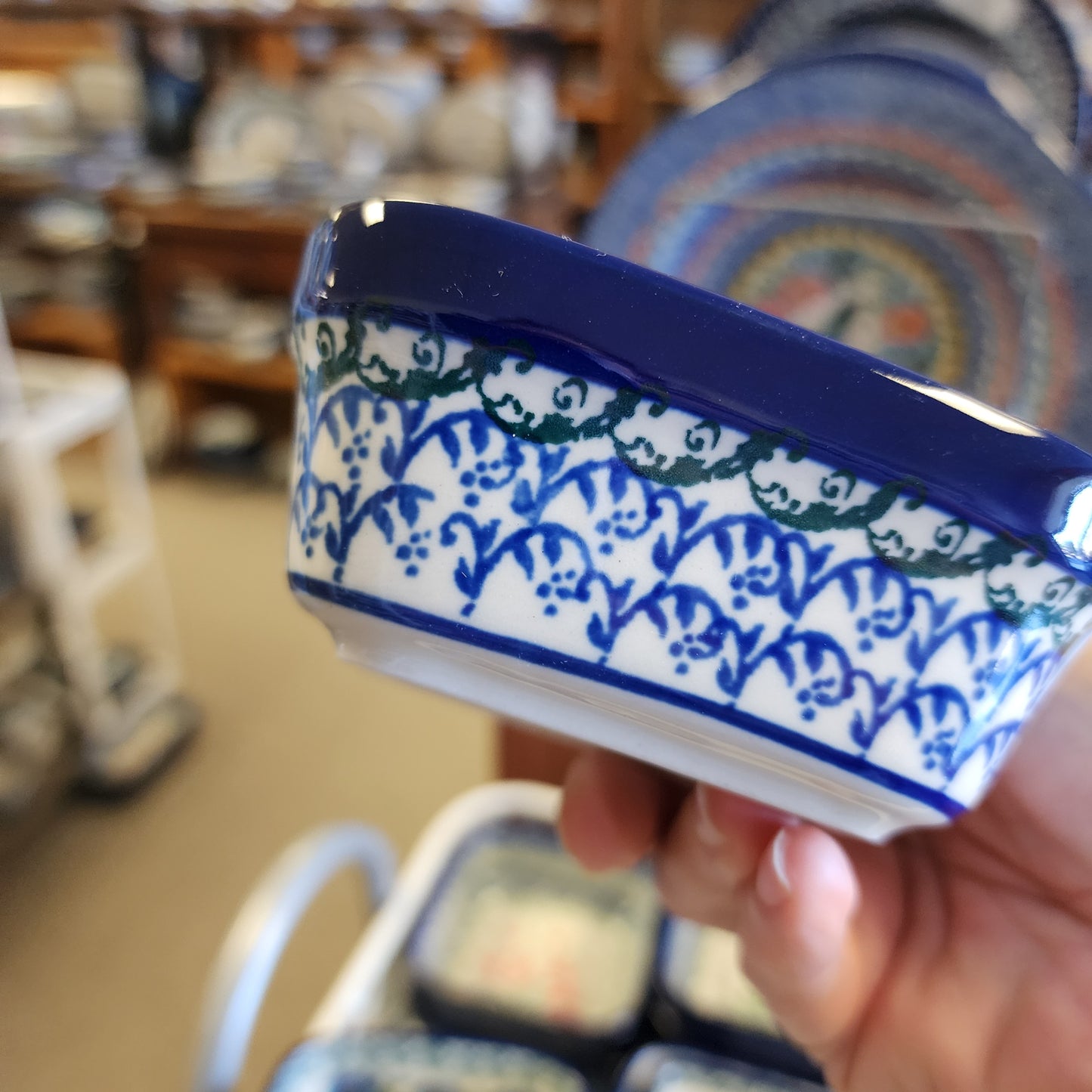 Bowl Square Ramekin 3.75" 1416X ~ Blue Berries PF1024