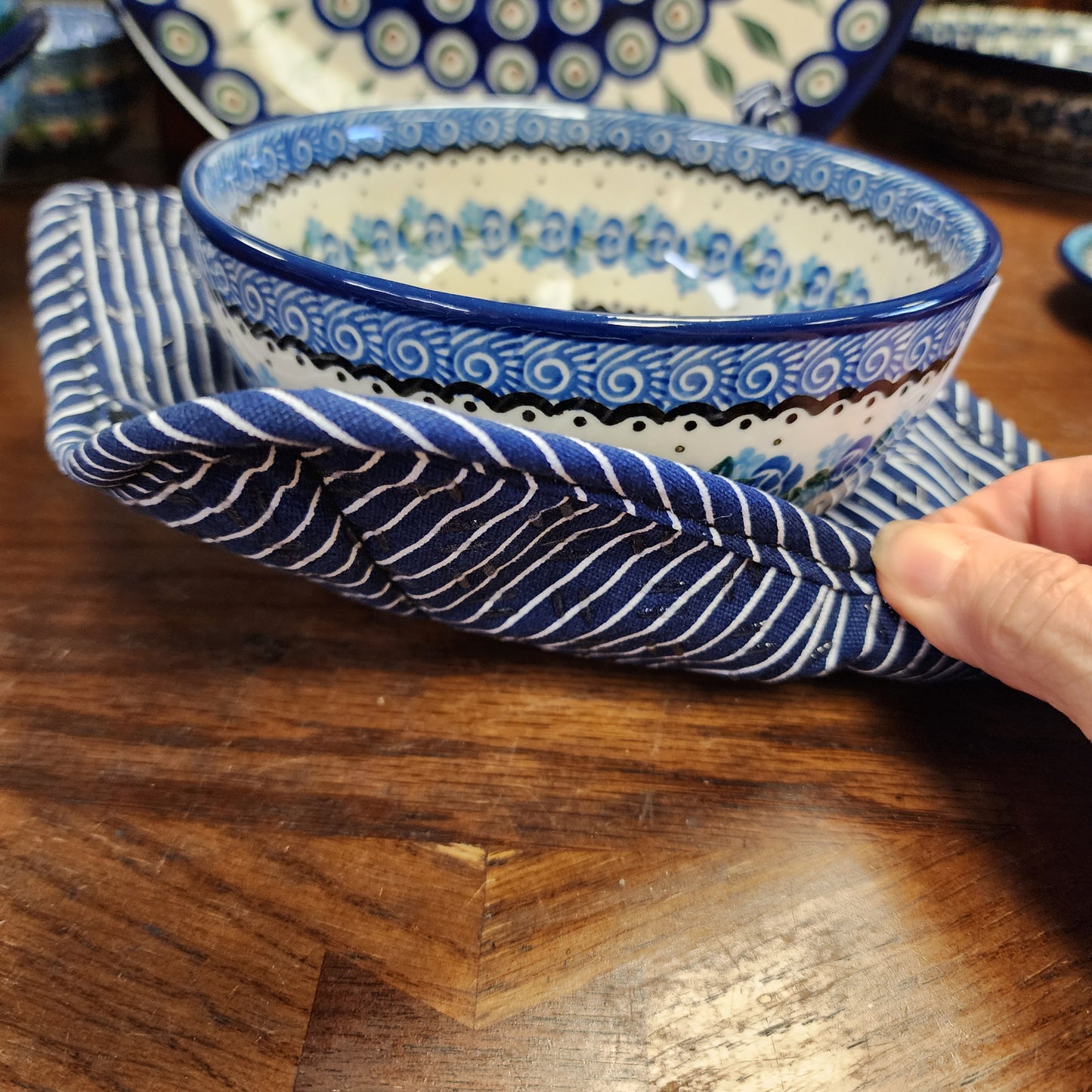 Cozy for BOWLS and small plates Navy Pinstripe