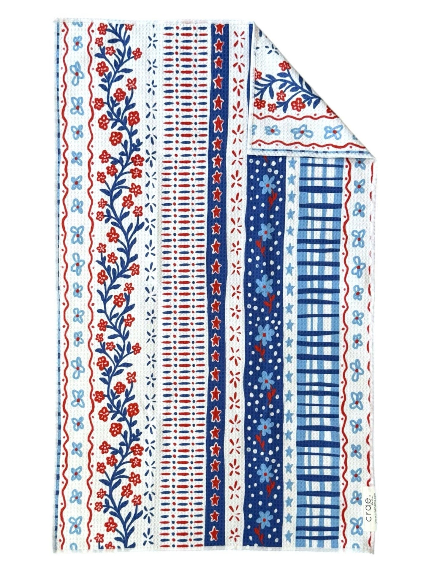 Towel /poly ~ Delphinium Waffle Recycled Dish Towel Americana USA 4th of July