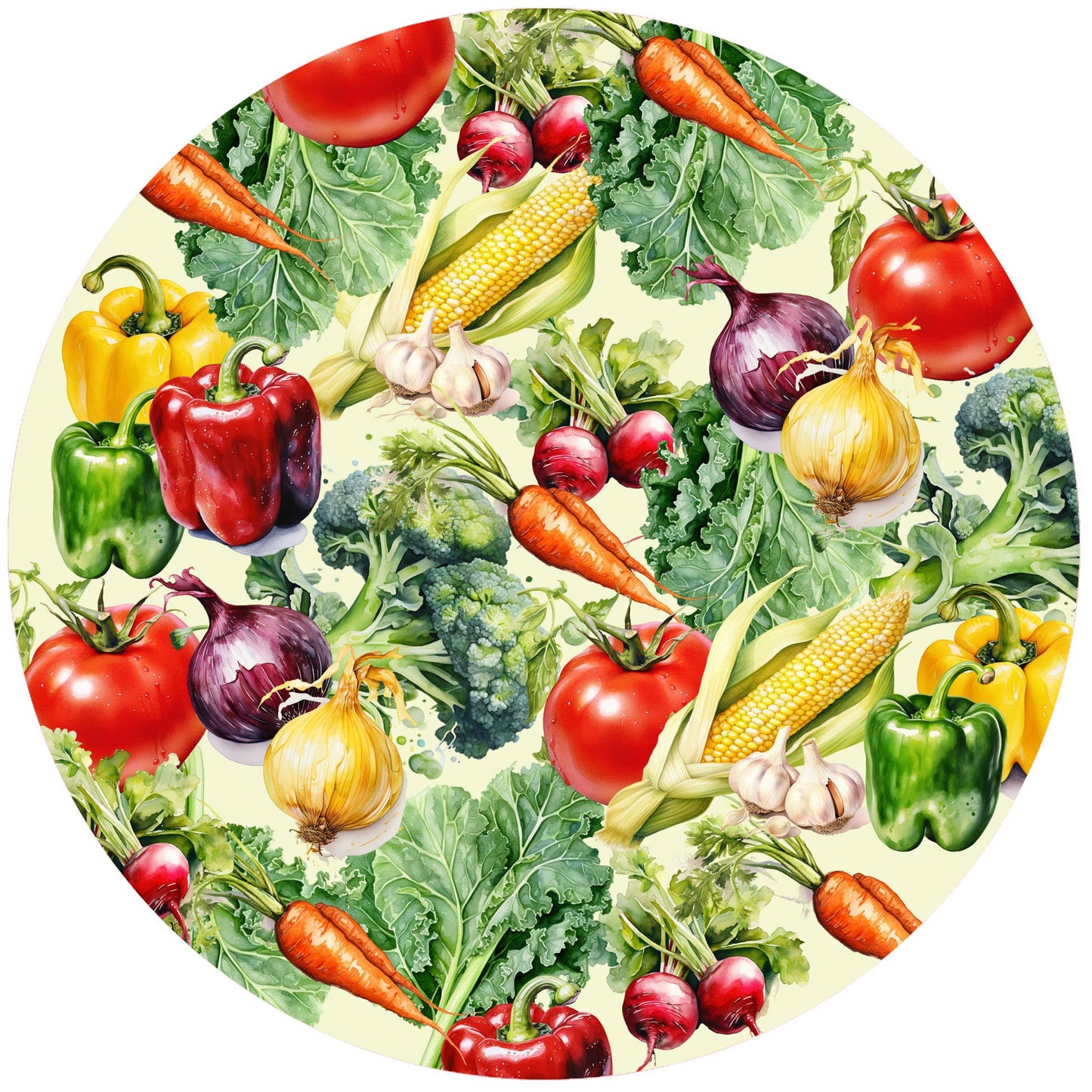Silicone Trivet Veggies: 8" Round Trivet / Silicone