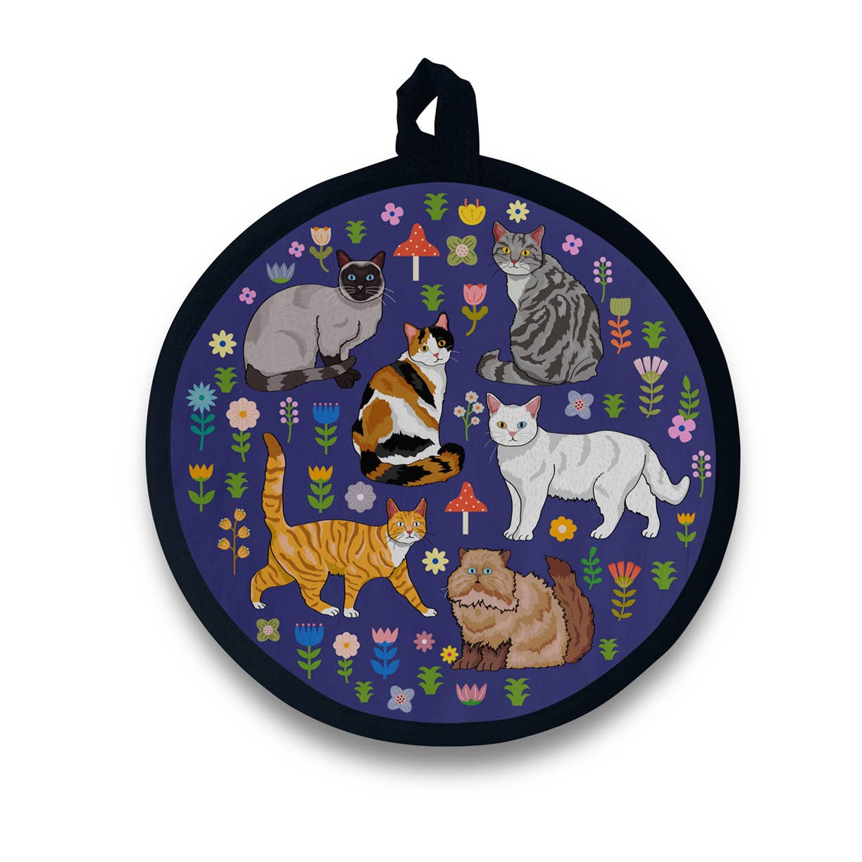 Pot Holder ~ Spring Kitty Cats Round Potholder / Hot Pad
