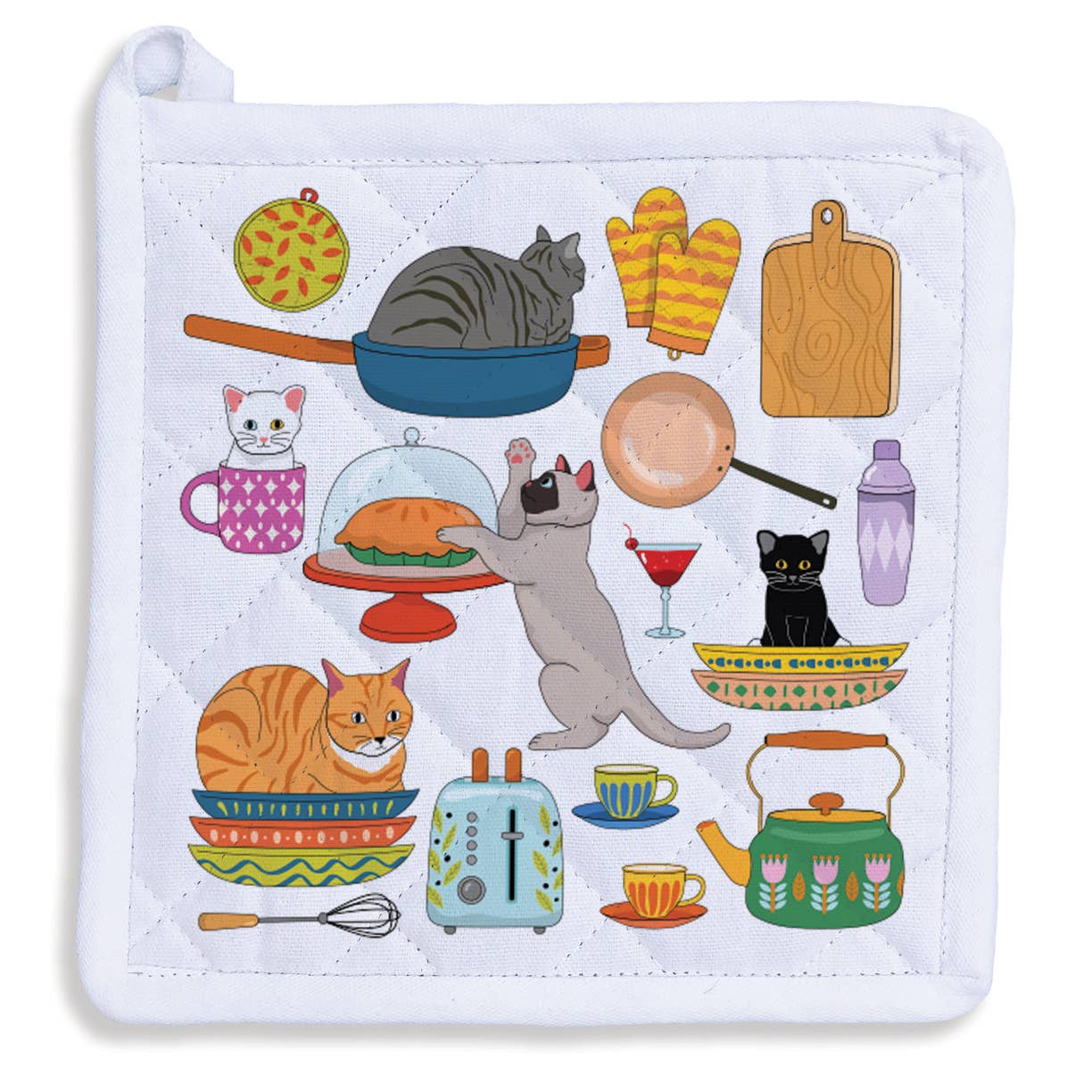 Pot Holder - Kitty Cats in the Kitchen - Reversible Potholder