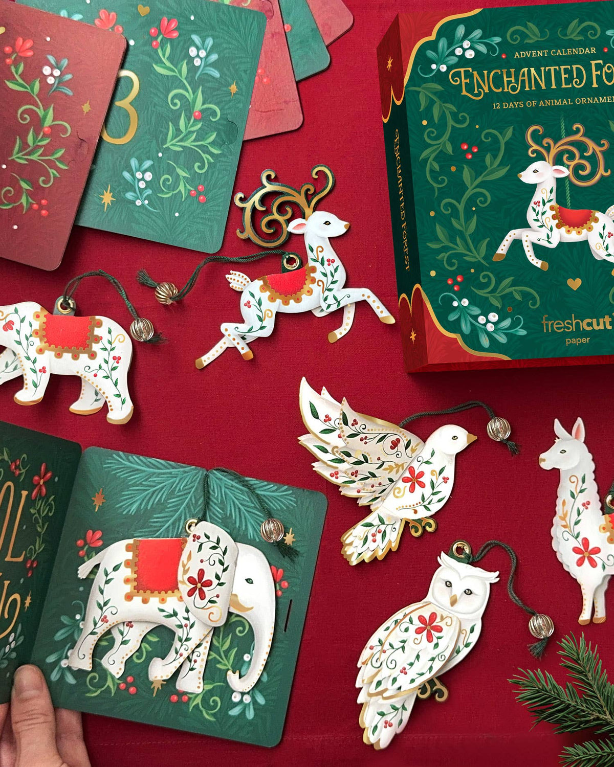 Card ~ Enchanted Forest 12 Day Advent Calendar Ornament Gift Set of 12 cards