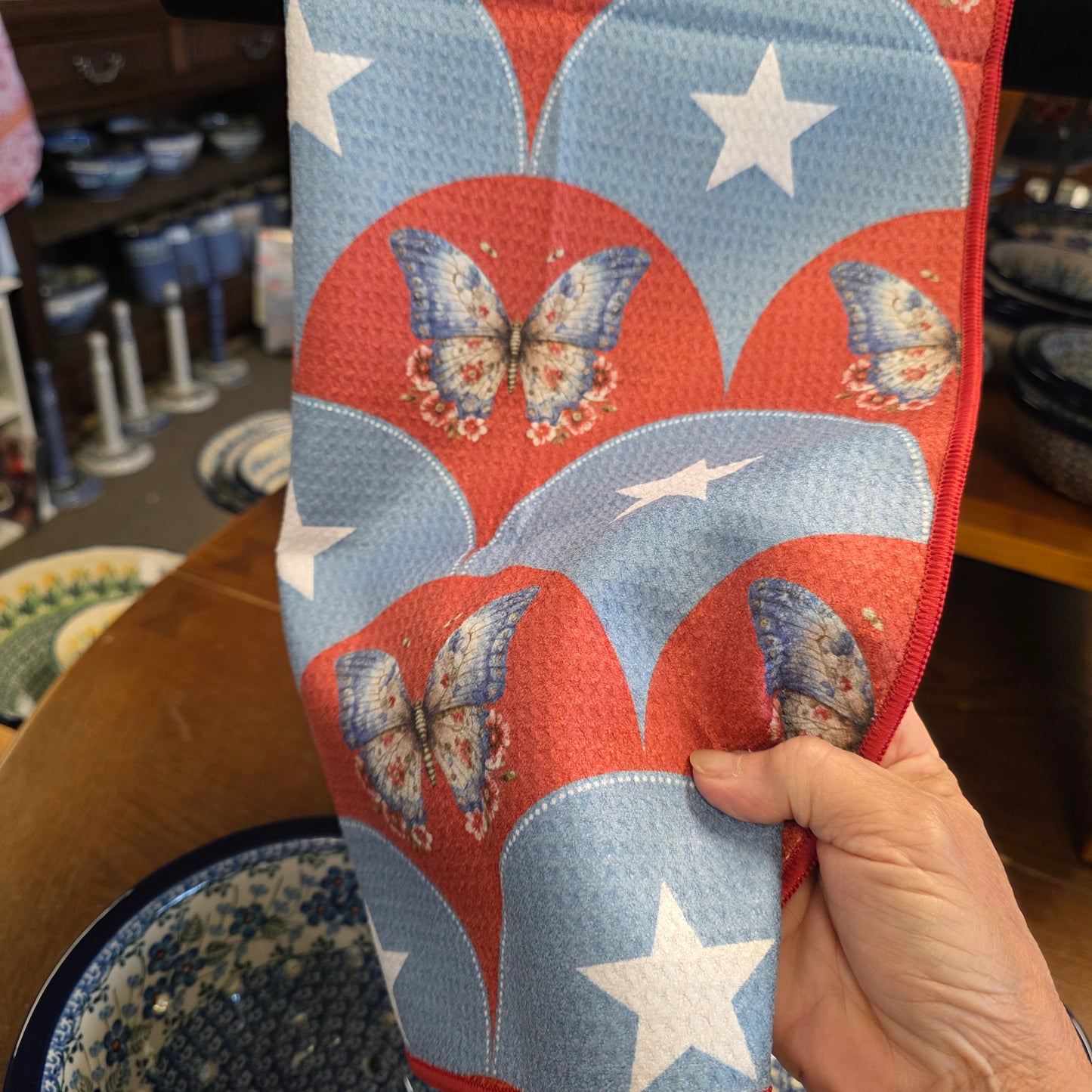 Towel /poly ~ Wings of Liberty Waffle Recycled Dish Towel Americana USA 4th of July