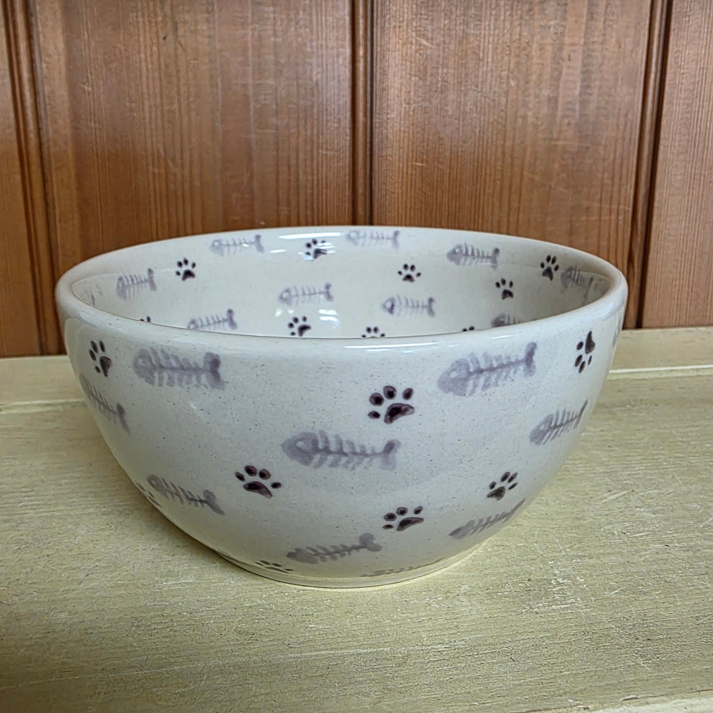 Bowl / purple Kitty / 5" / 2 cups Fish Bones