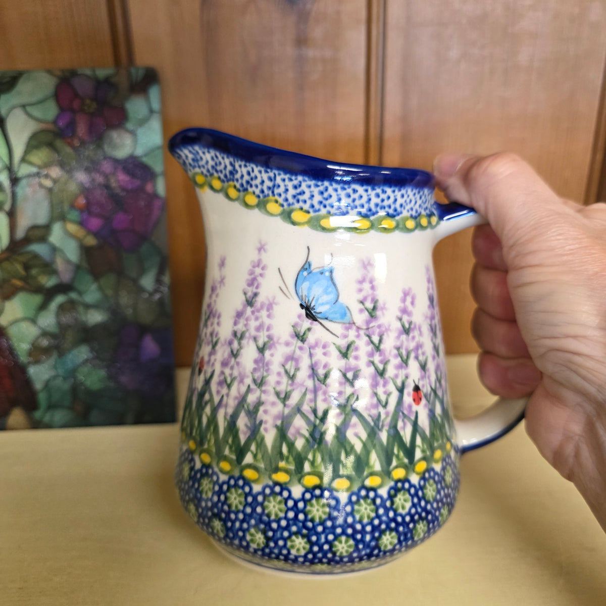 Pitcher 3 cup 5.5"h ~ ARTX Lavender Buttefly ladybug