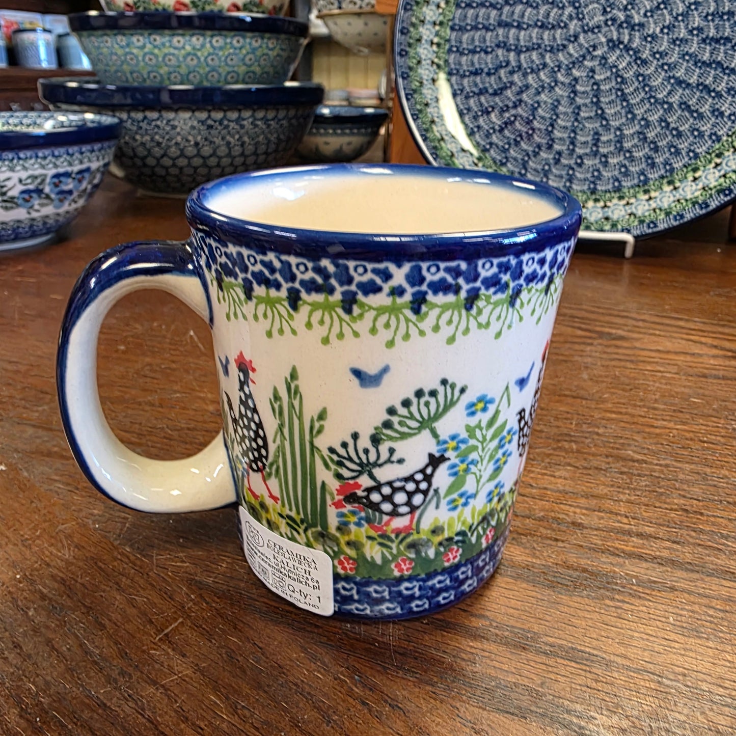 Mug 14 oz Black & White Chickens