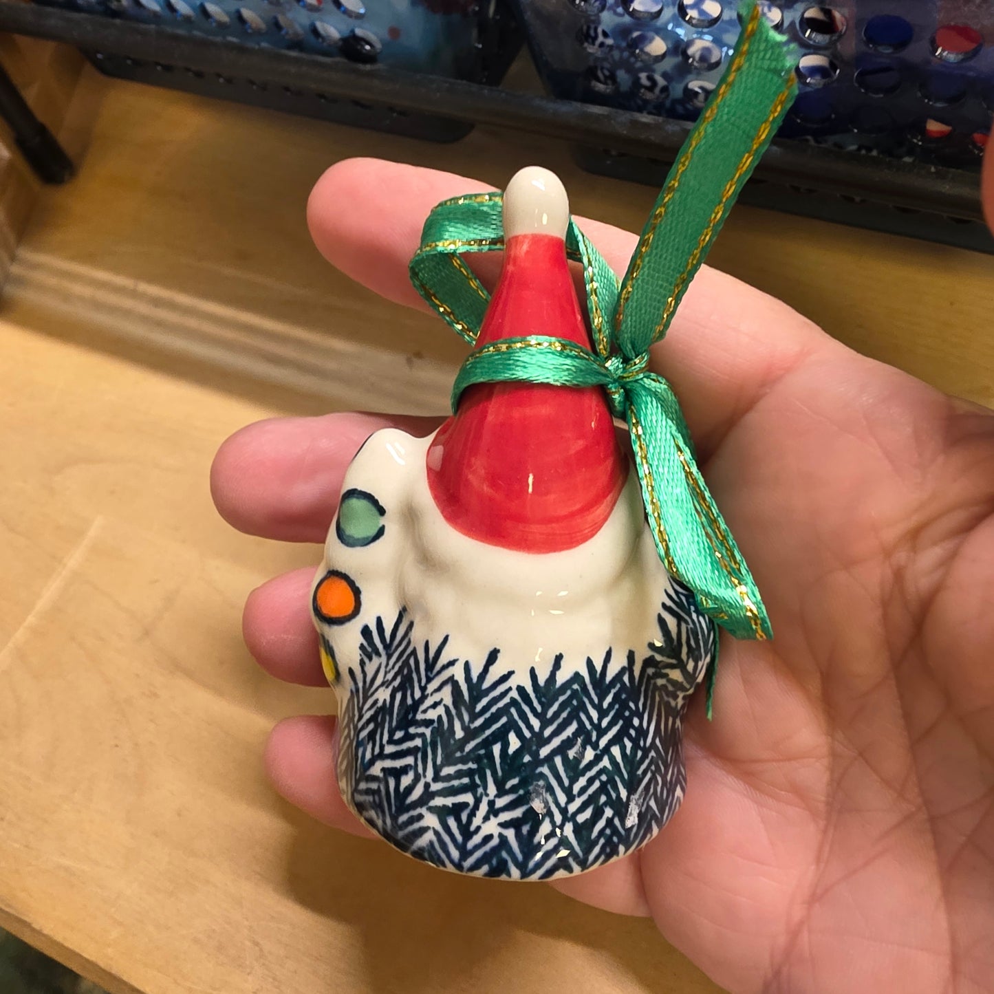 Ornament ~ Santa (3") with tree DOTS
