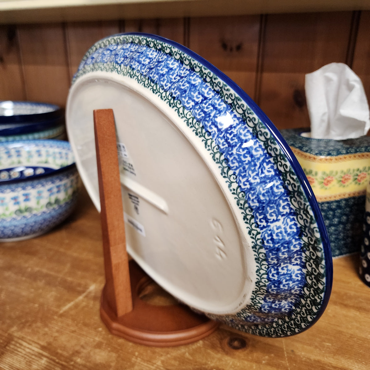 Platter Oval 10' X 14.5" 3219X ~ Danish Garden (includes FREE wooden display stand)