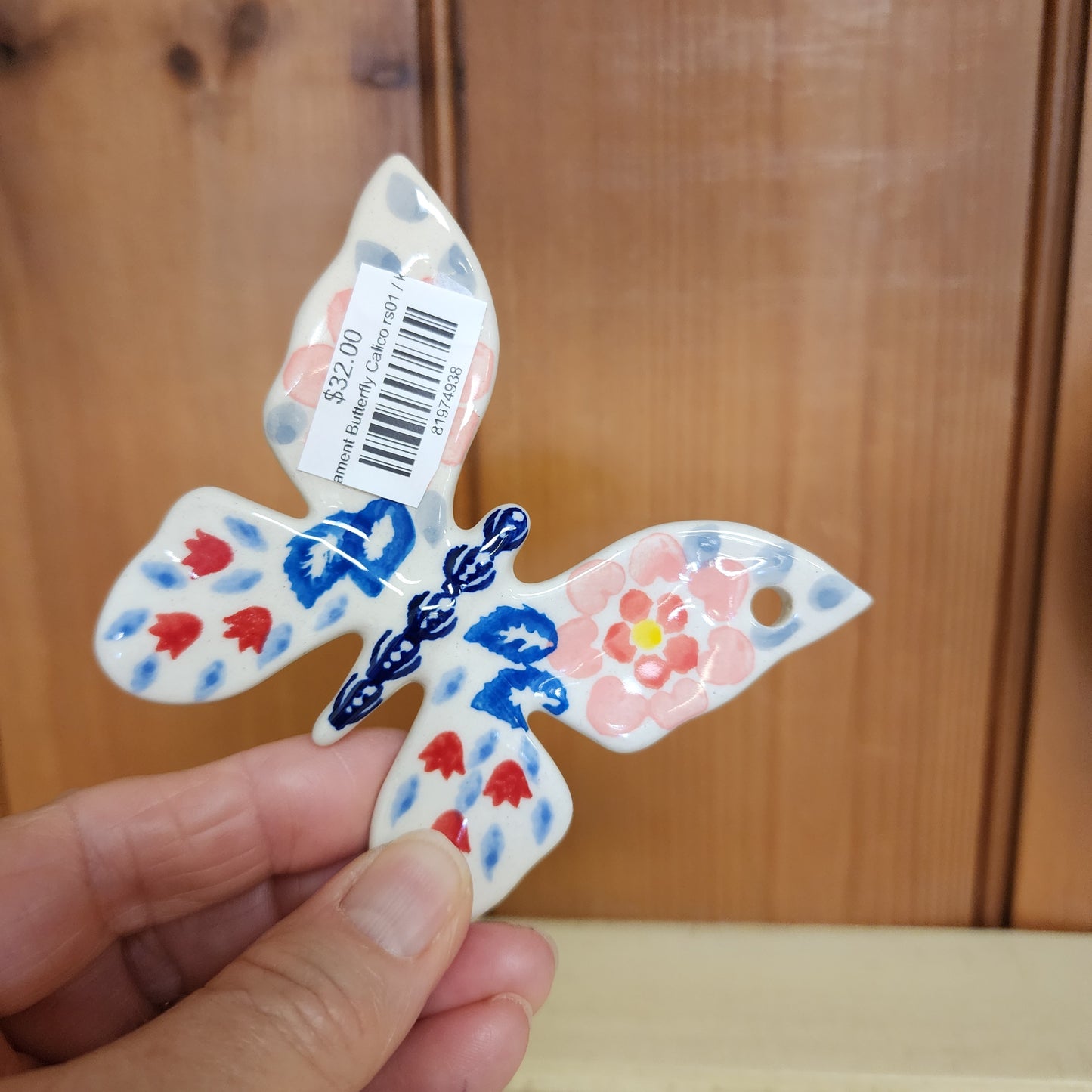 Ornament Butterfly Calico rs01
