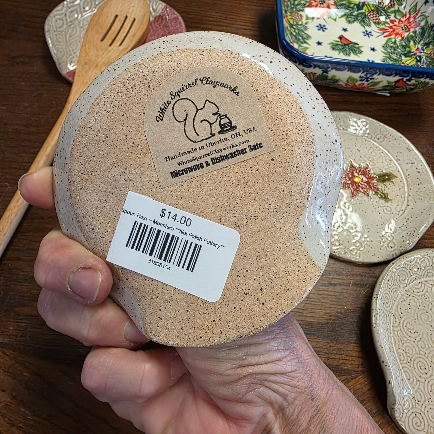 Spoon Rest ~ Monstera **Not Polish Pottery**