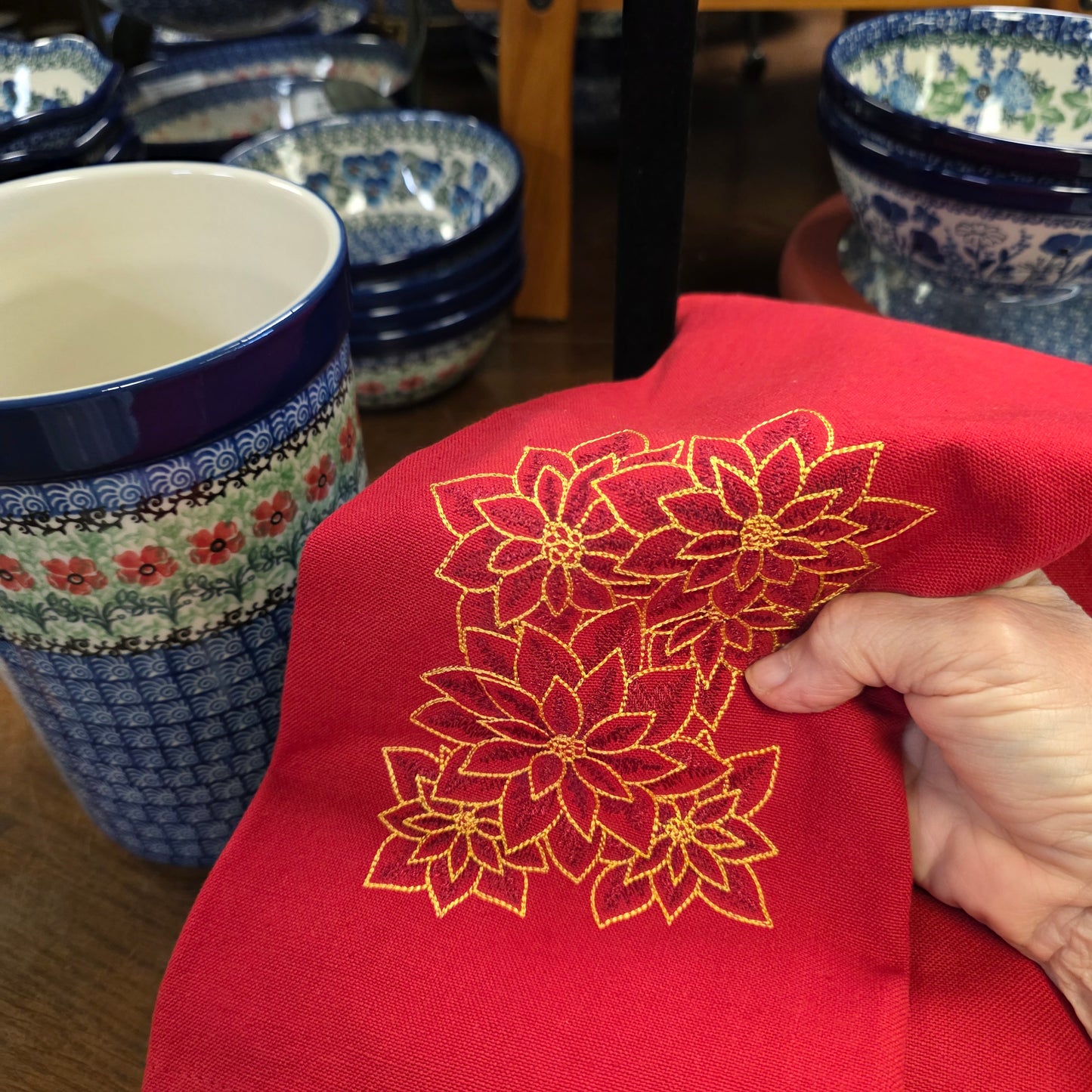 Towel ~ Christmas Poinsettias Tea Towel