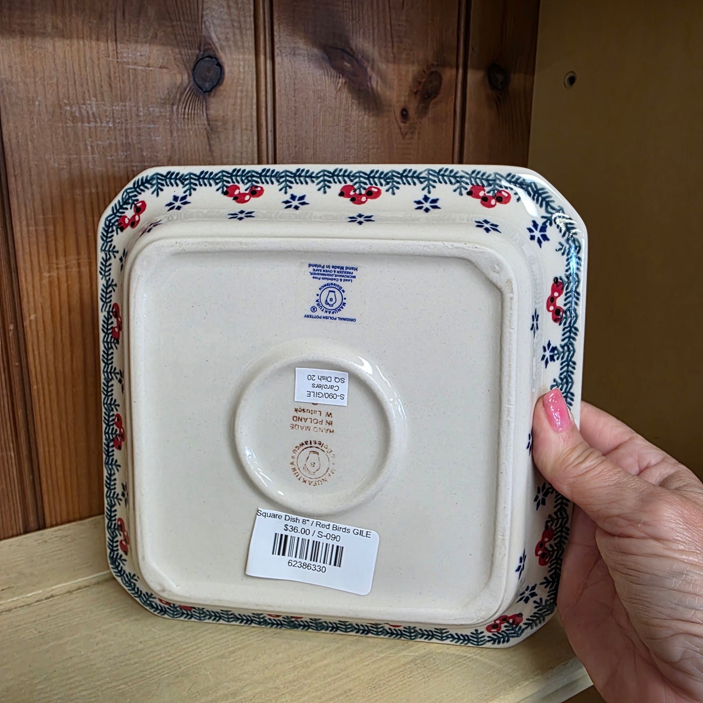 Square Dish 8" / Red Birds GILE