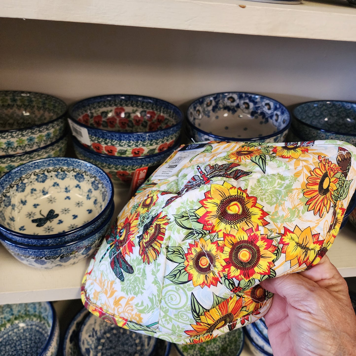 Cozy for BOWLS and small plates Sunflower / dragonfly