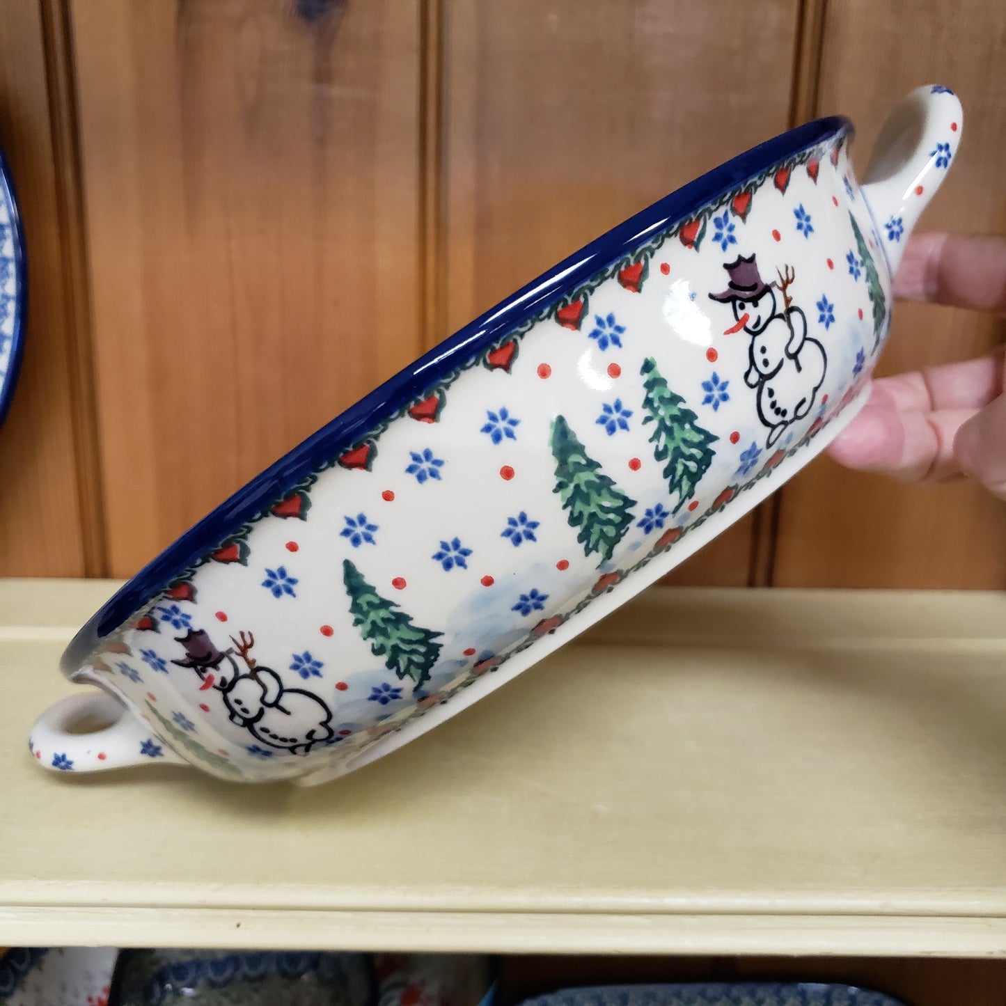 Round Baker w/handles - 9" C39-U4661 Snowman T Liana