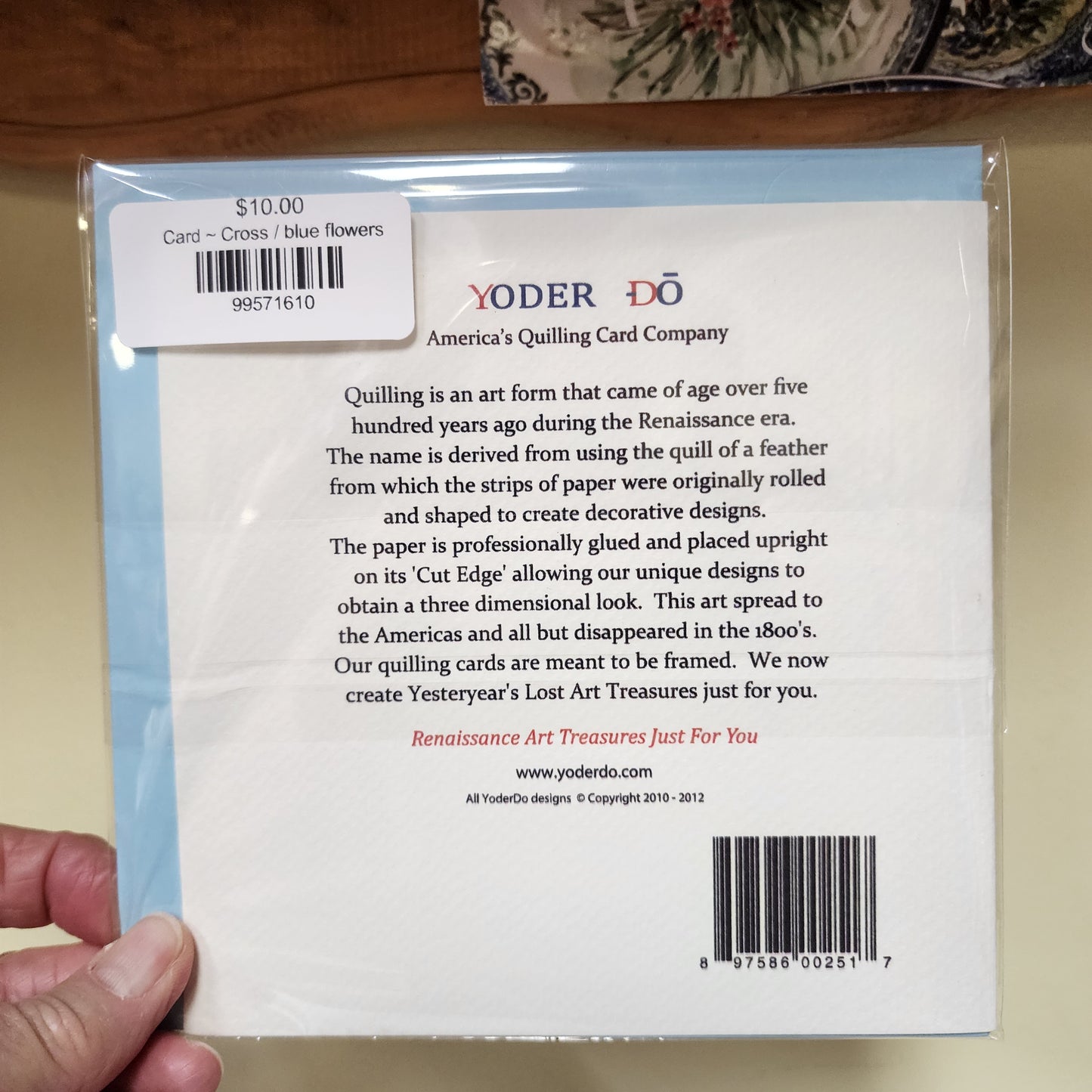 Card ~ Cross / blue flowers