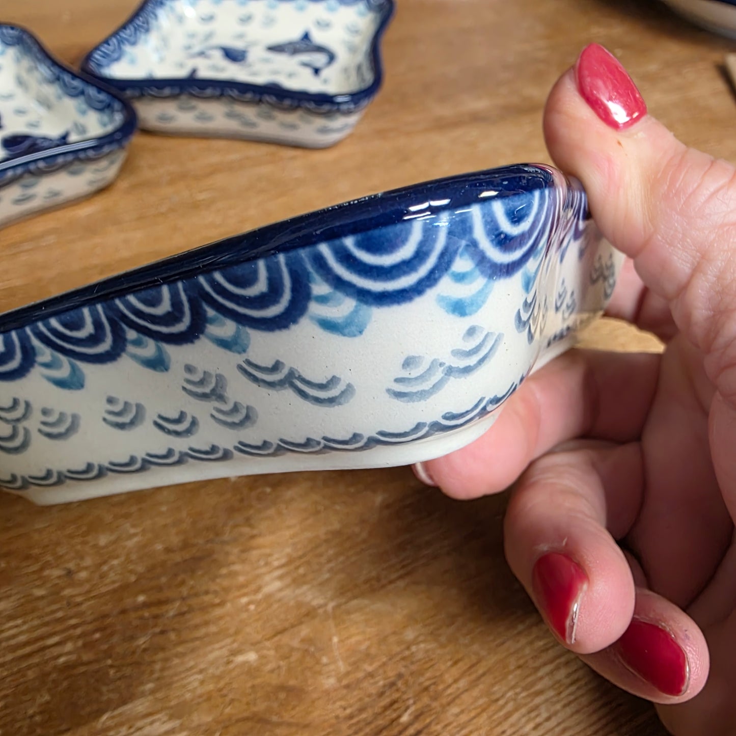 Bowl ~ Shallow Fluted 2372X ~ Deep Blue Sea ~ Koi Fish