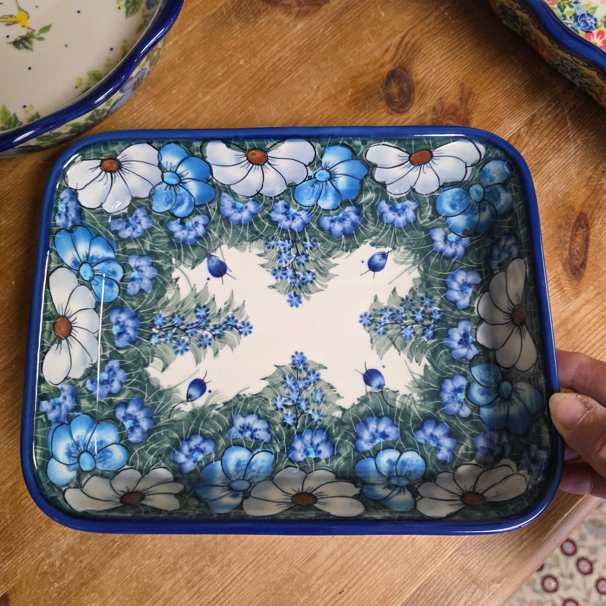 Baker 9"x7"x1.75" / Rectangular Baker / 127 grey and blue
