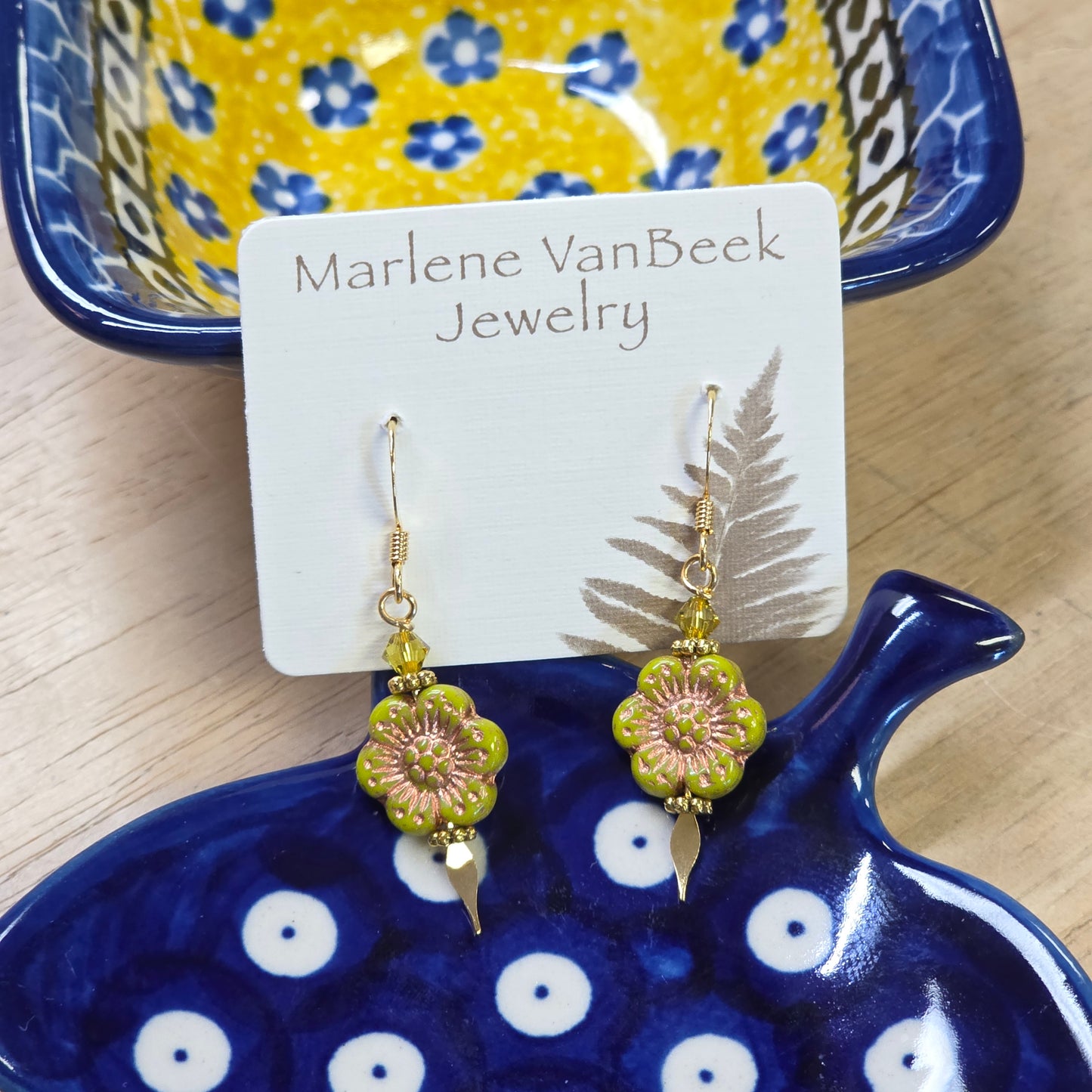 Jewelry ~ Flower Earrings Green