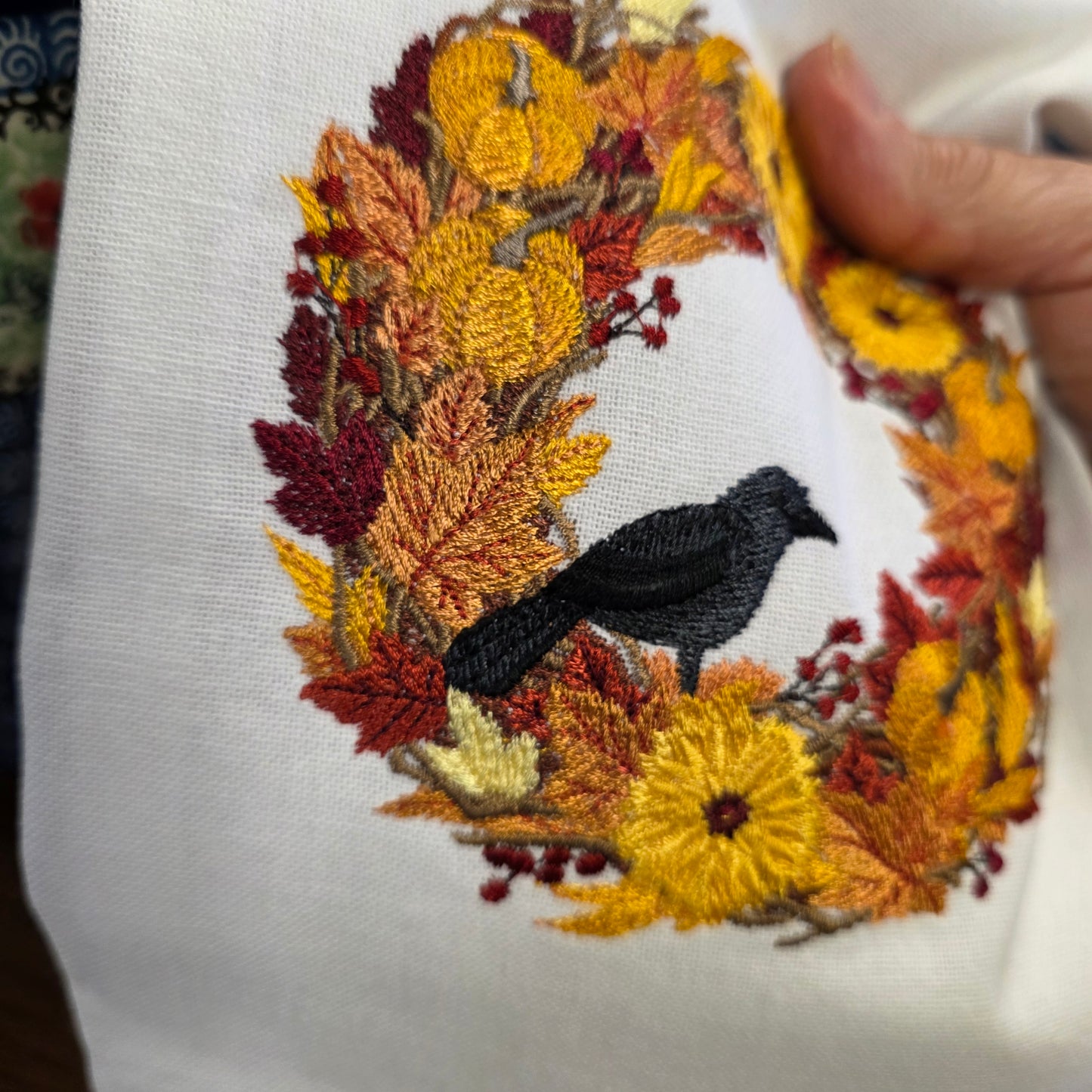 Towel ~ Wreath Tea Towel with Crow