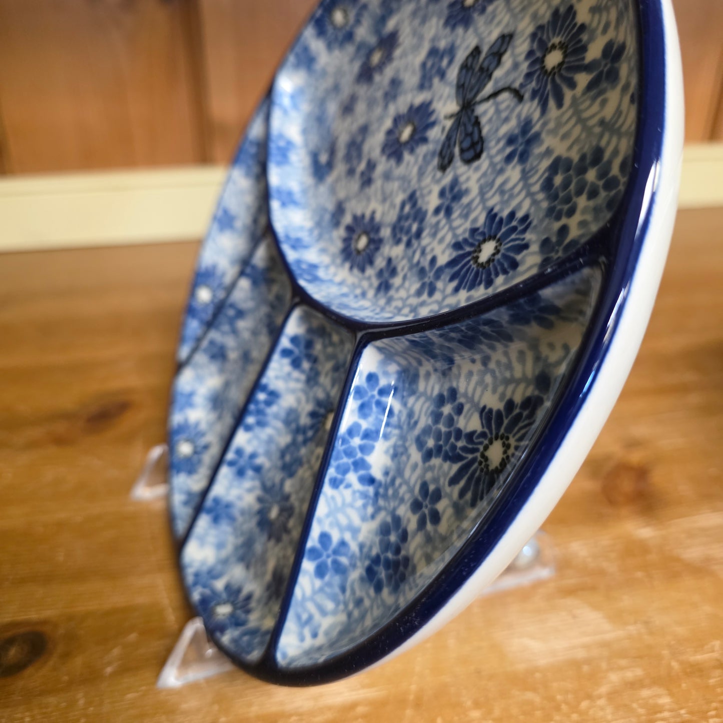 Plate ~ Divided Dish 8.75" 499-2999X Blue Dragonfly small round