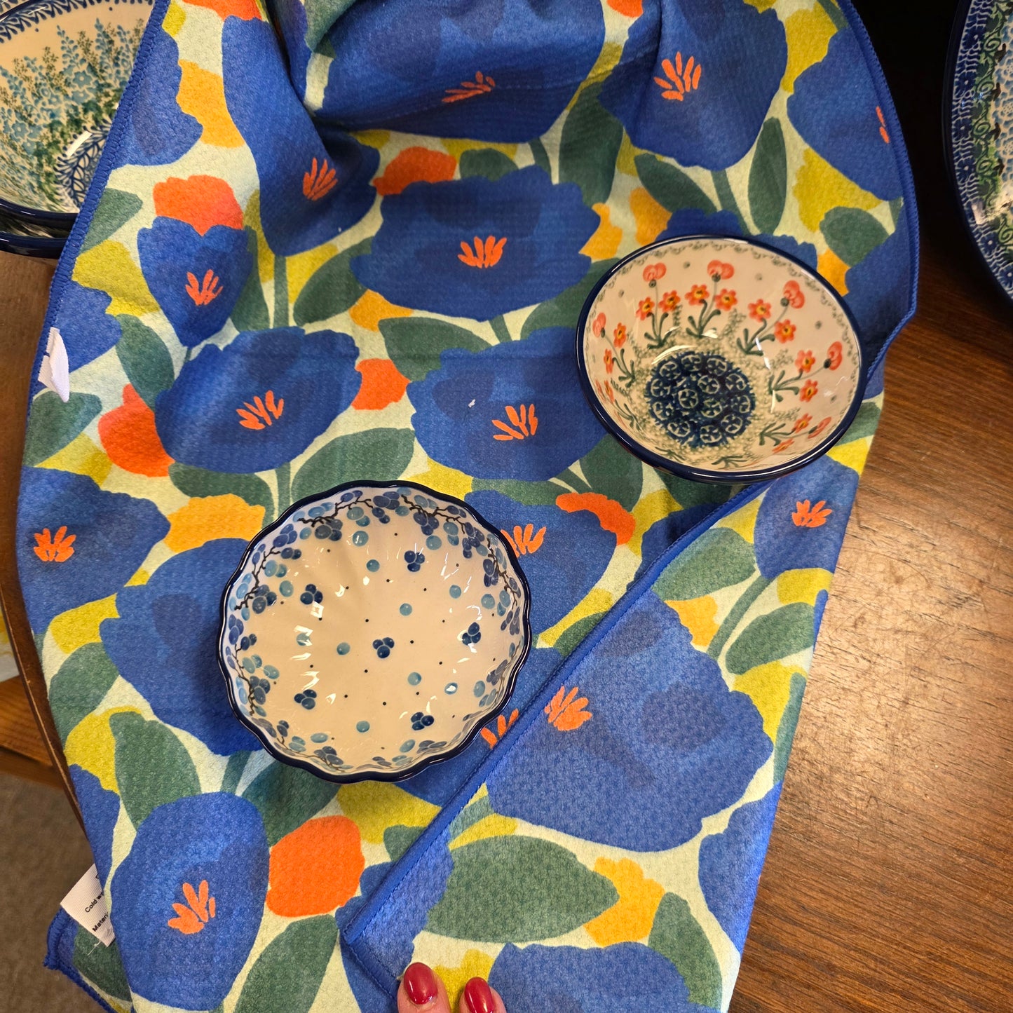 Towel /poly ~ Blue green Mod floral