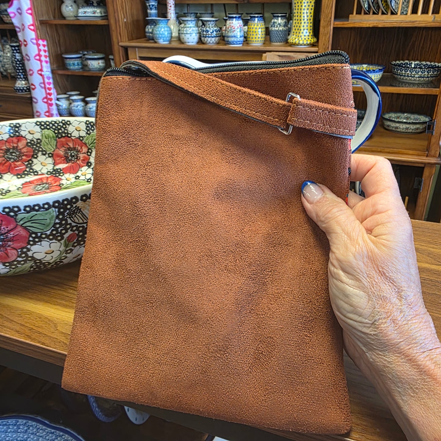 Embroidered Butterfly Red ~ Faux Leather Crossbody Purse