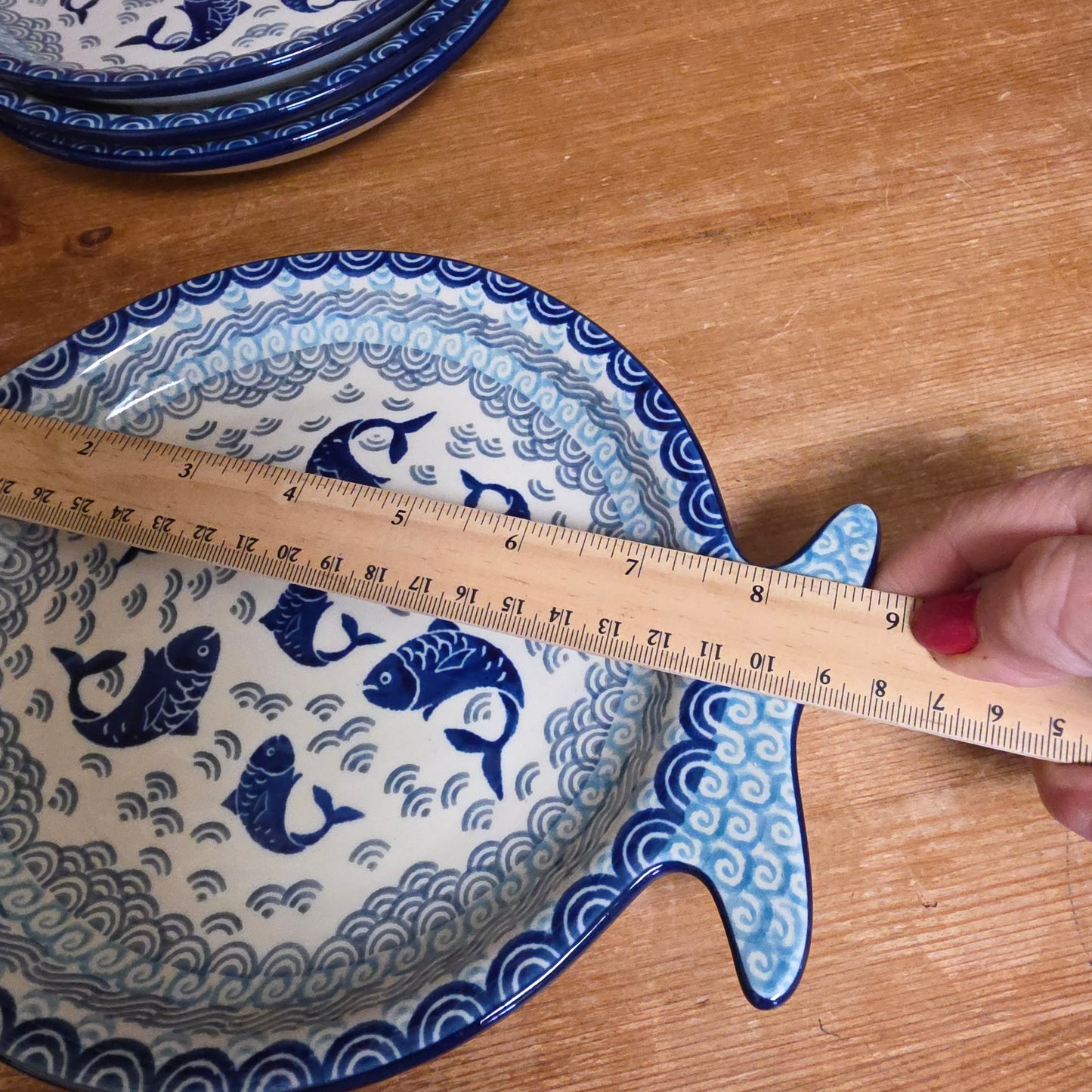 Fish Shaped Plate ~ 8.5"x 7.5" 2372X ~ Deep Blue Sea ~ Koi Fish