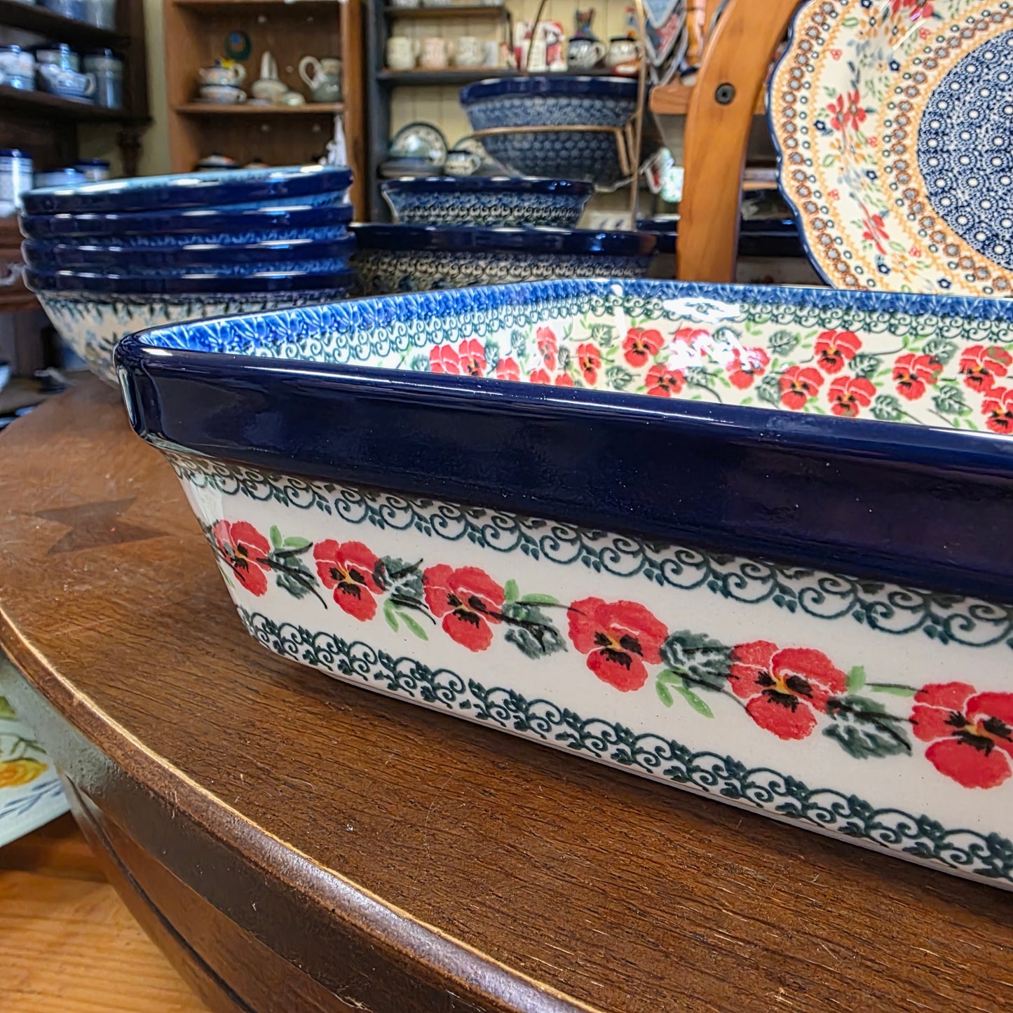 Baker Square Deep Dish (10.5 in.) 2538X ~ Red Pansy