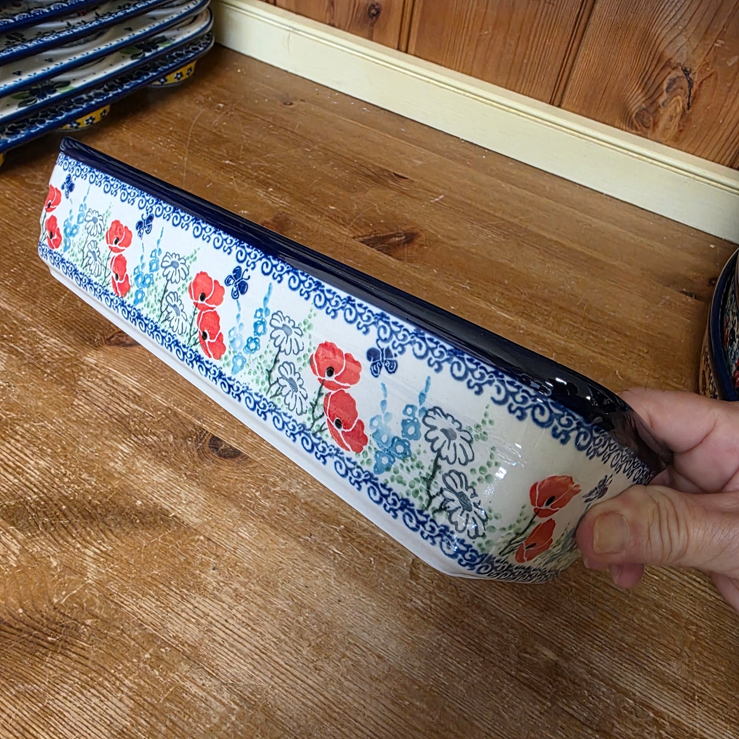 Baker Long Loaf 12" x 4.5" x 3.5"deep 784-2901X Red Poppy Garden pf0526