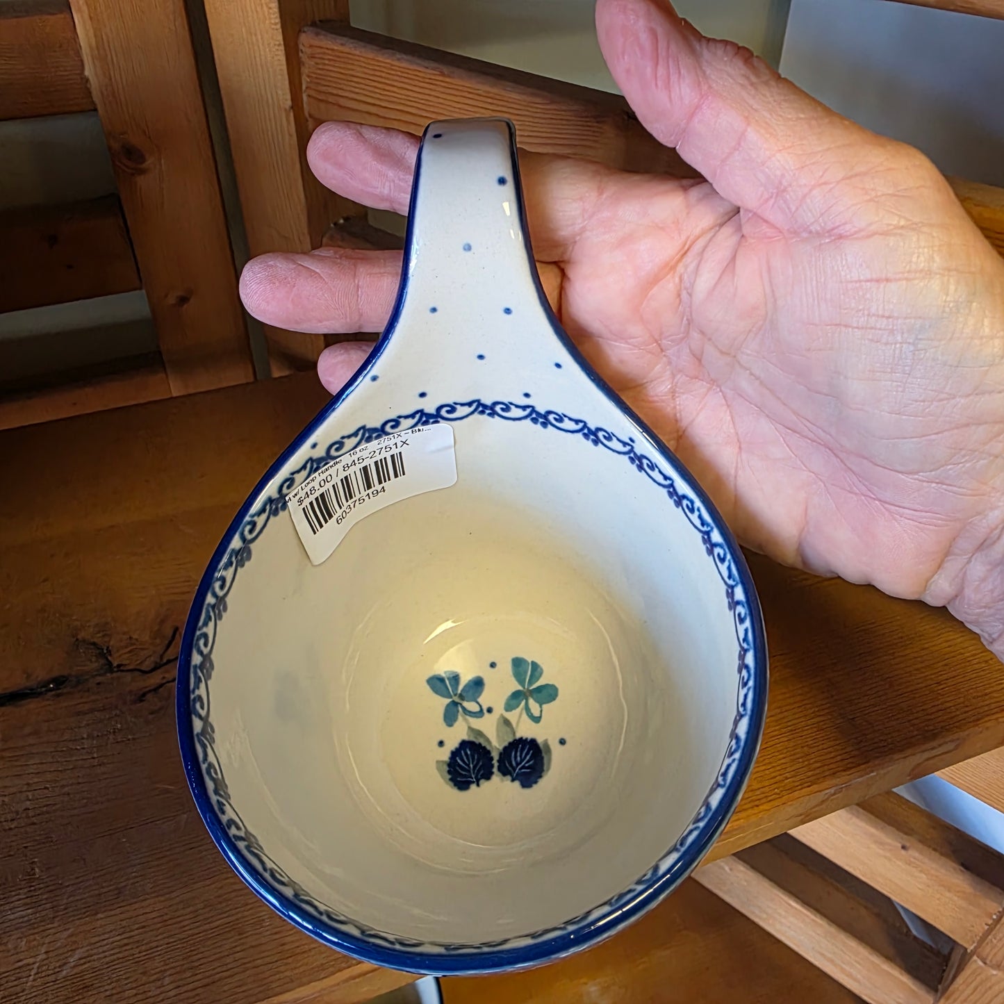 Bowl w/ Loop Handle 16 oz 2751X ~ Blue Orchids