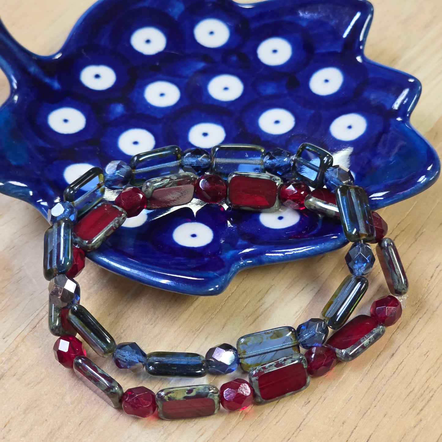 Bracelet / 2 pc blue/red