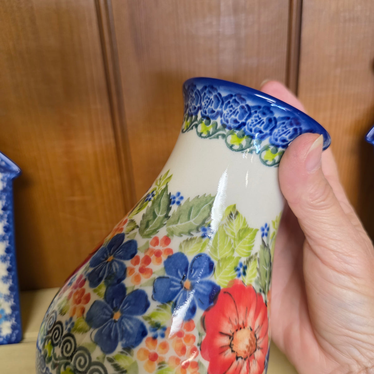 Vase 9" ~ Blue & Red UNIKAT