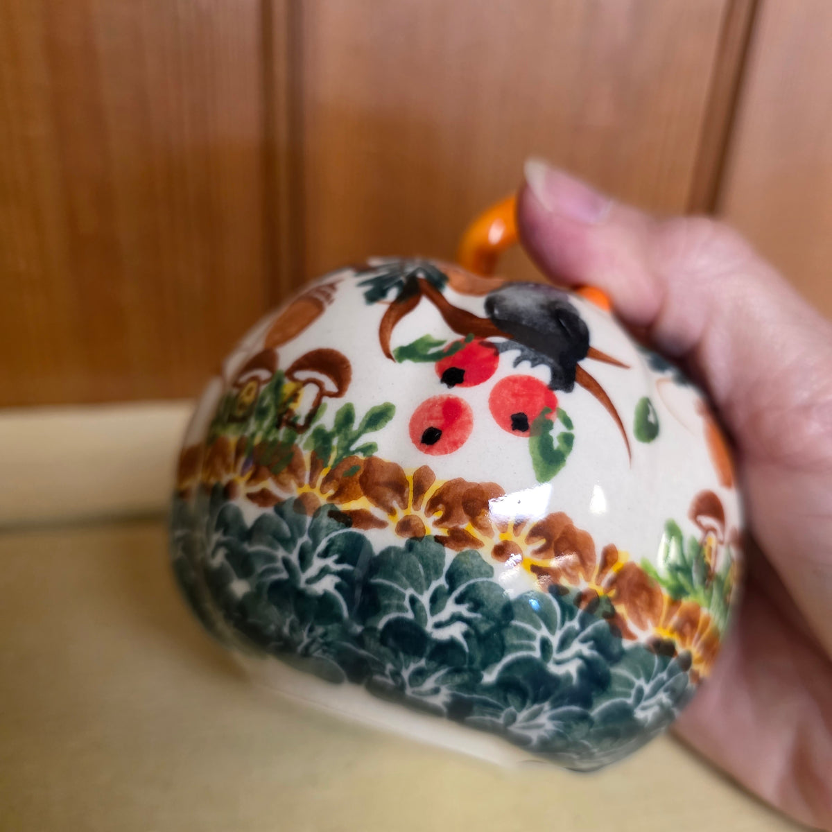 Pumpkin 4" Owl Mushrooms/ Orange Stem
