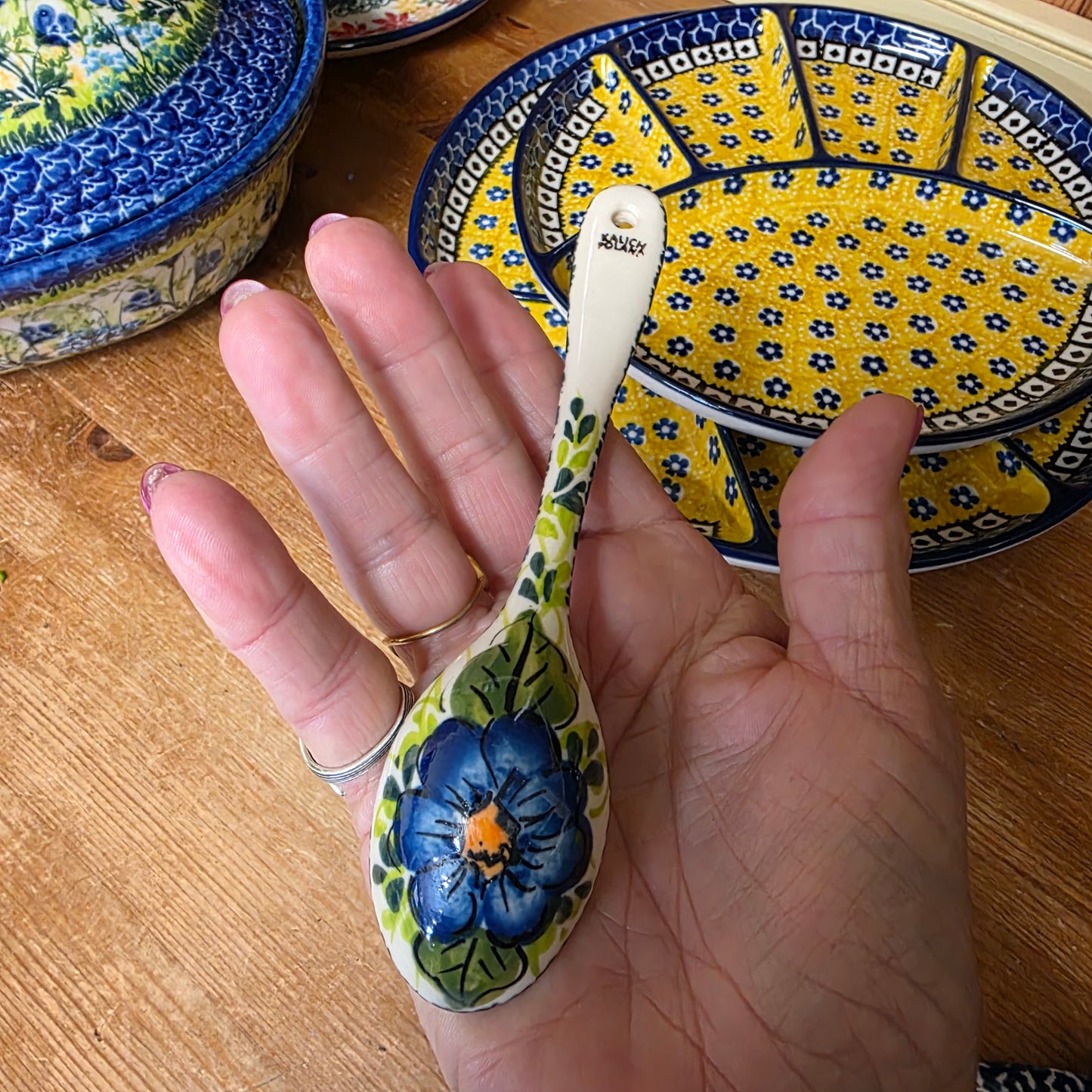 Spoon 6" big blue flower