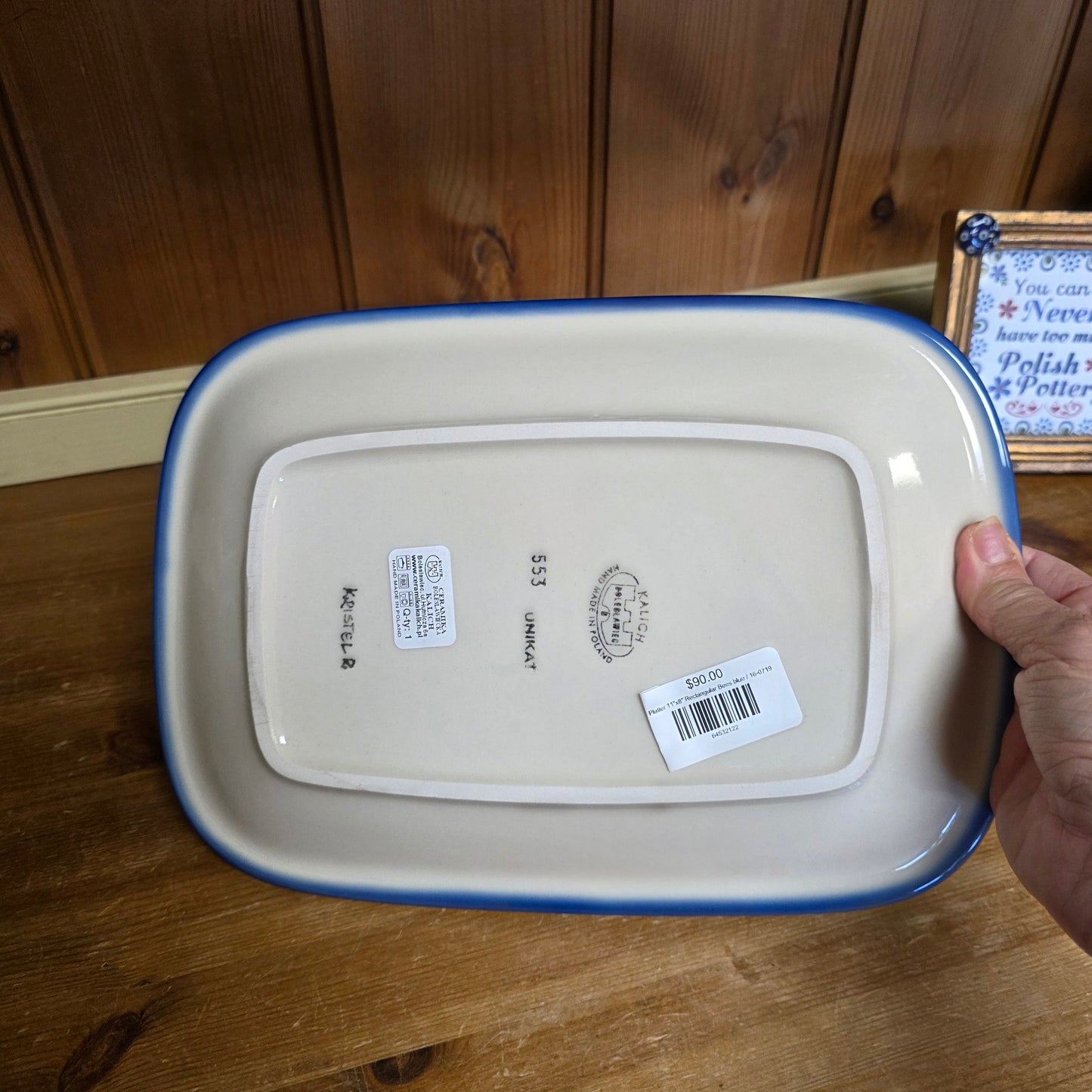 Platter 11"x8" Rectangular Bees blue